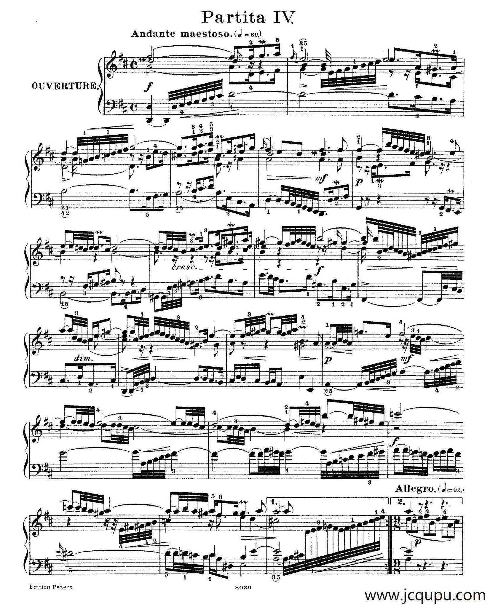 Six Partitas BWV 825-830（6首帕蒂塔·4）简谱