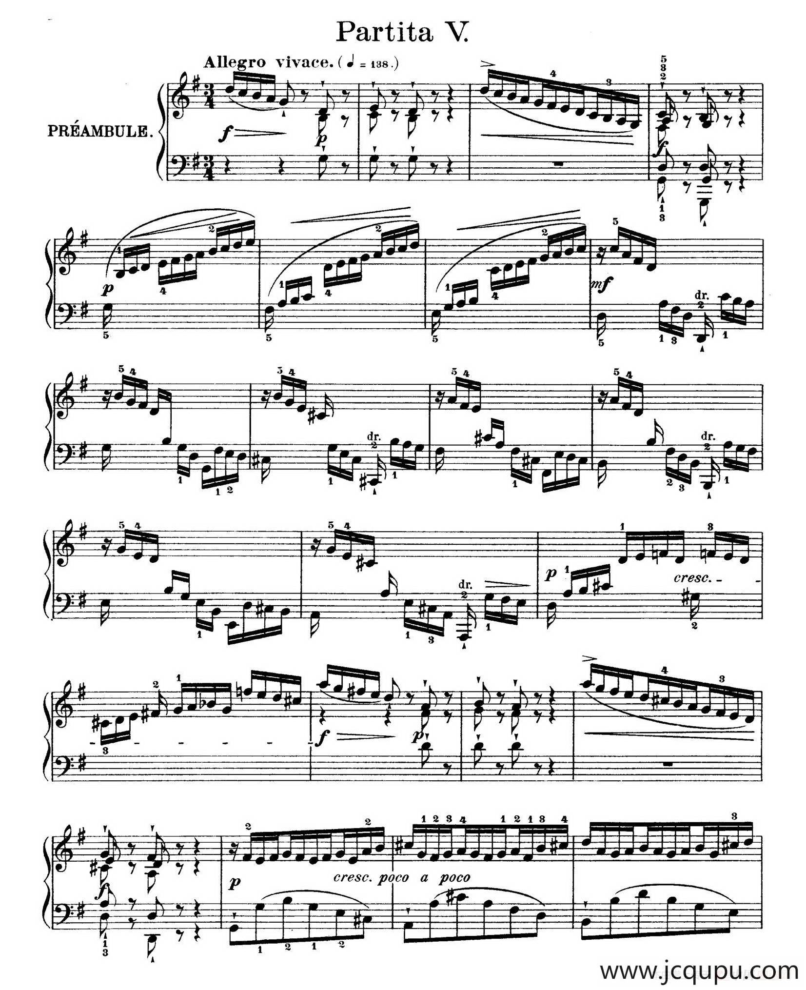 Six Partitas BWV 825-830（6首帕蒂塔·5）简谱