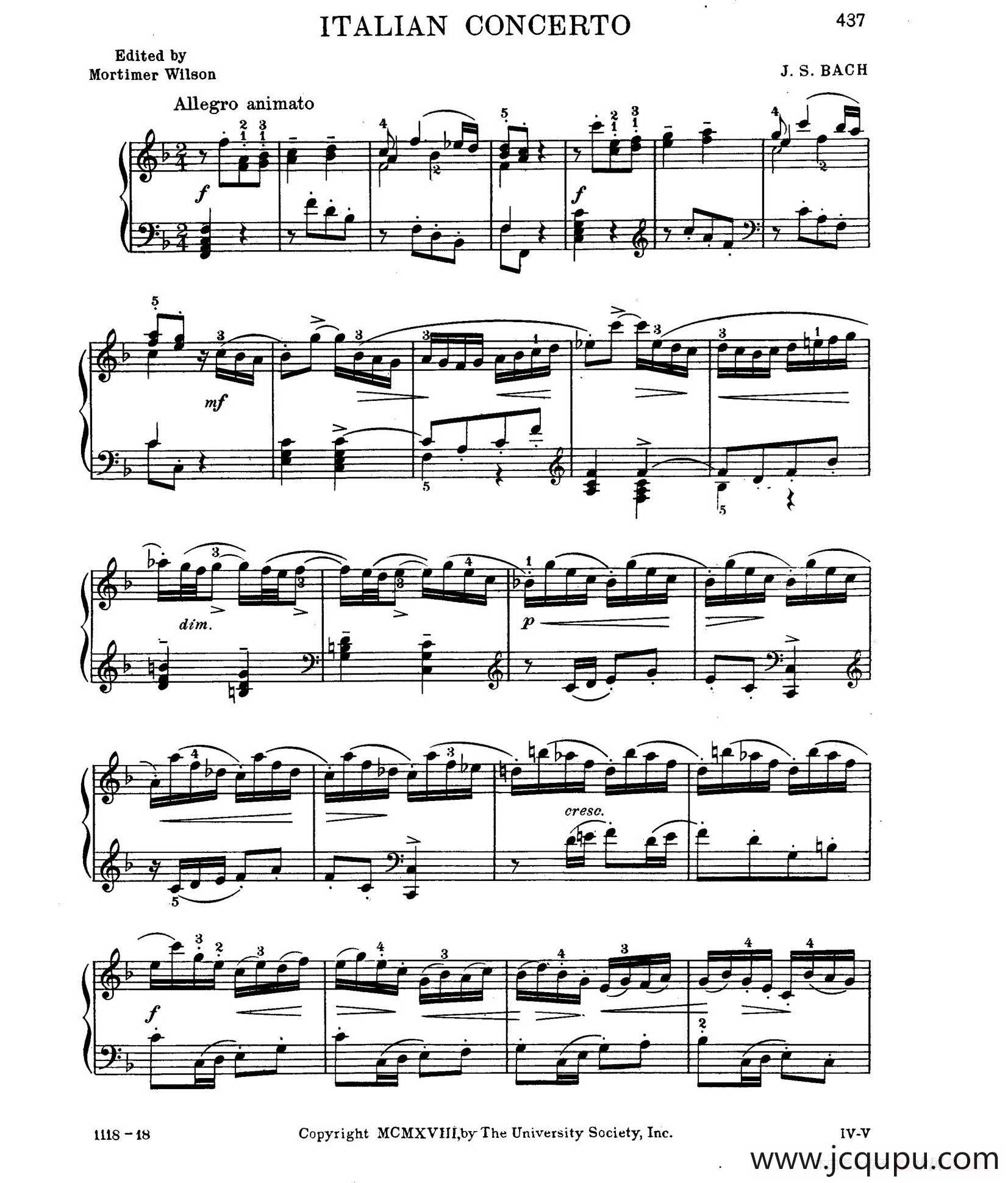 Italian Concerto BWV 971 （意大利协奏曲）简谱