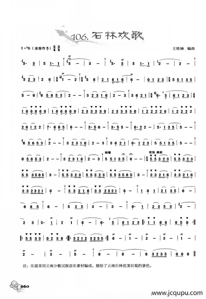 葫芦丝曲精选：石林欢歌简谱
