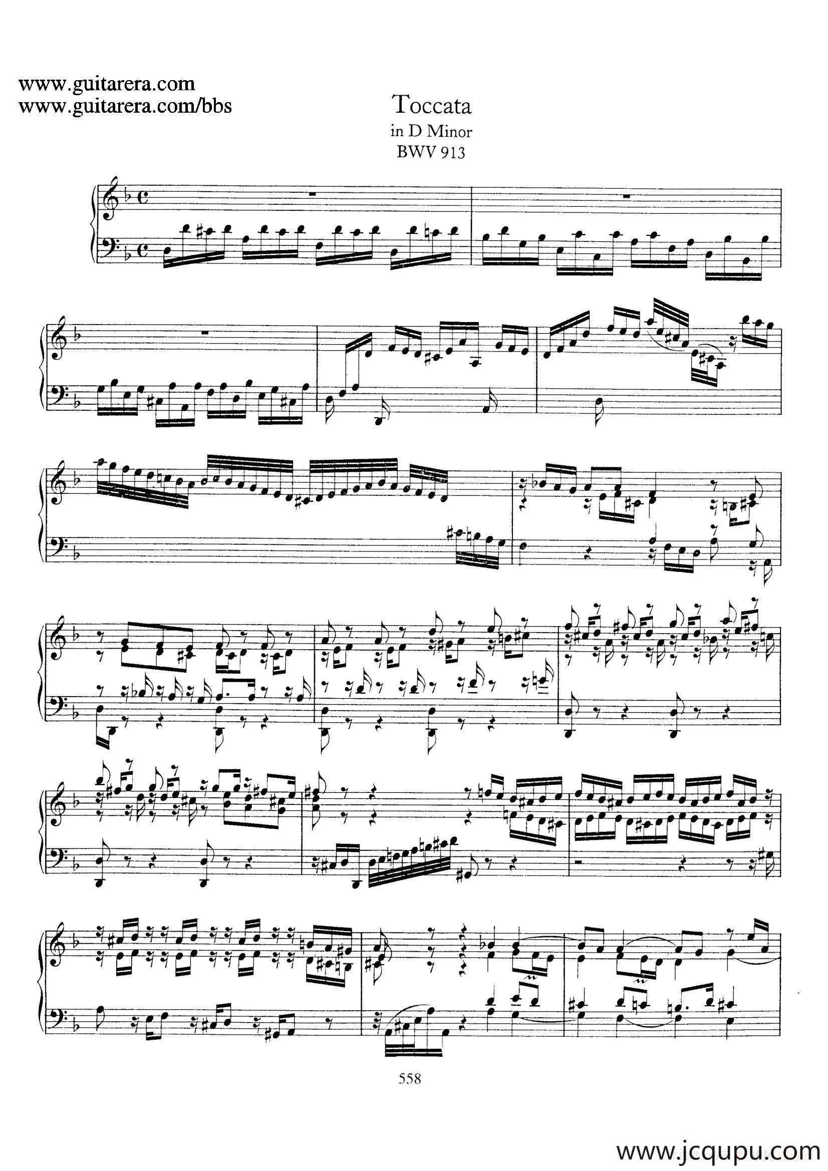 Toccata BWV 913（7首托卡塔·No.4.d小调）简谱