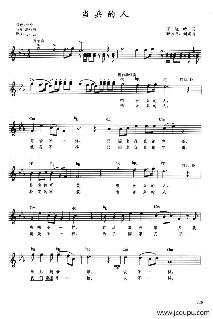 当兵的人（带歌词、提示版）简谱