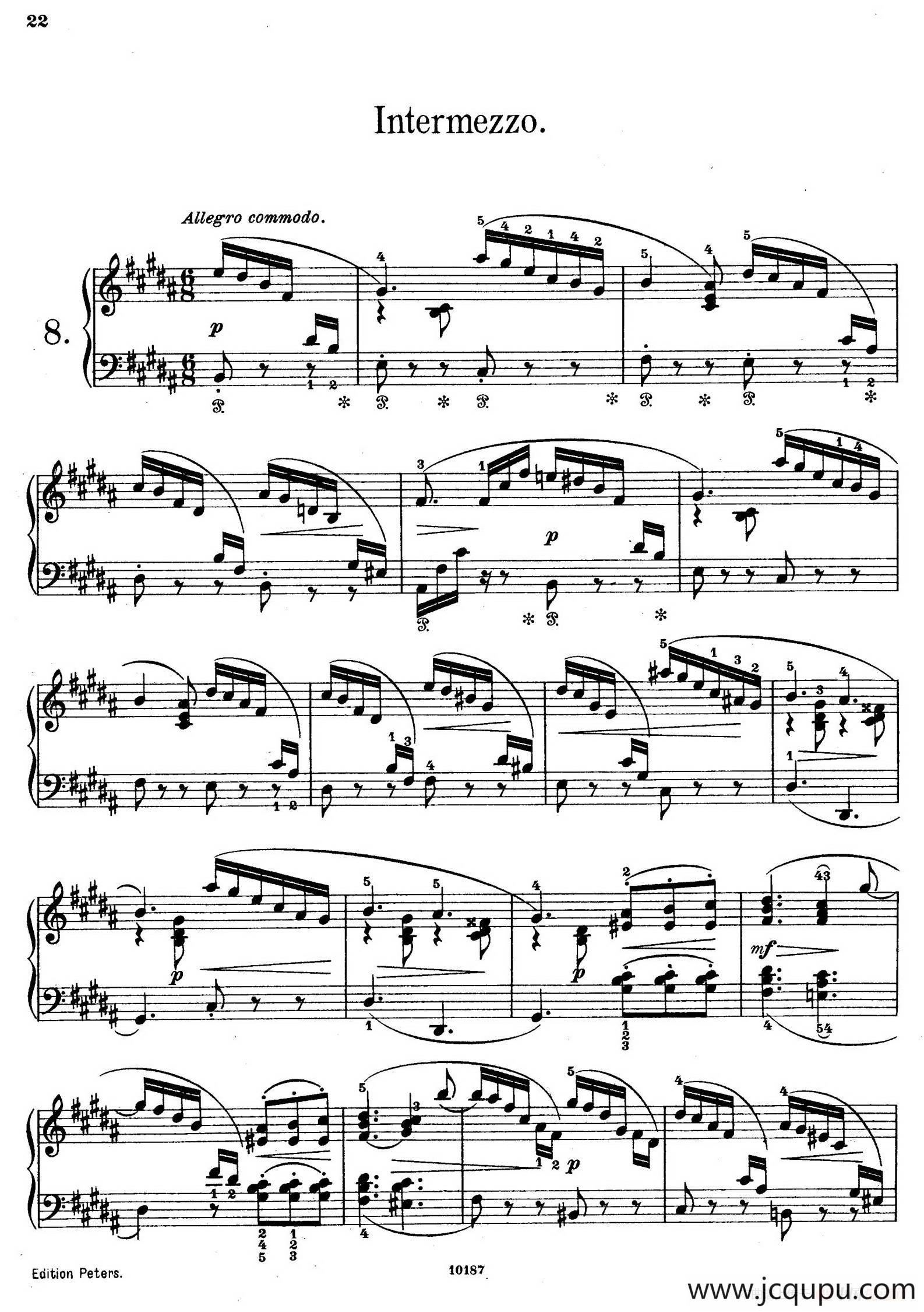 Akvareller Op.19（水彩画 8. 间奏曲）简谱