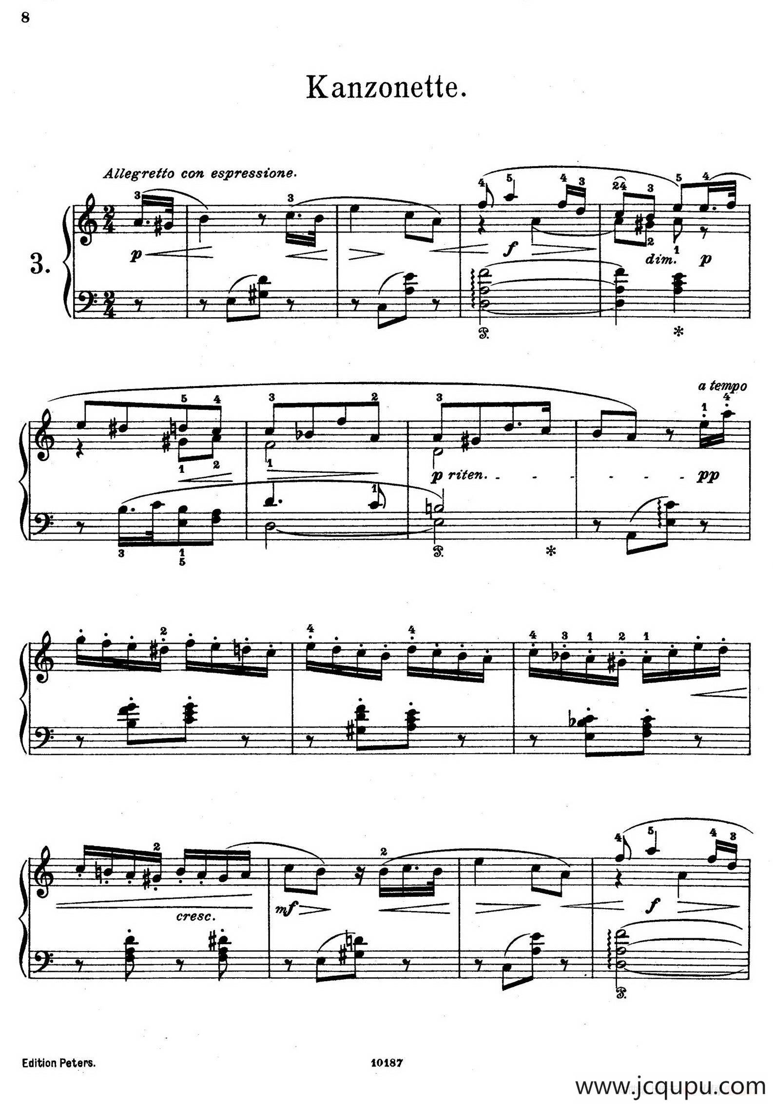 Akvareller Op.19（水彩画·3. 歌谣）简谱