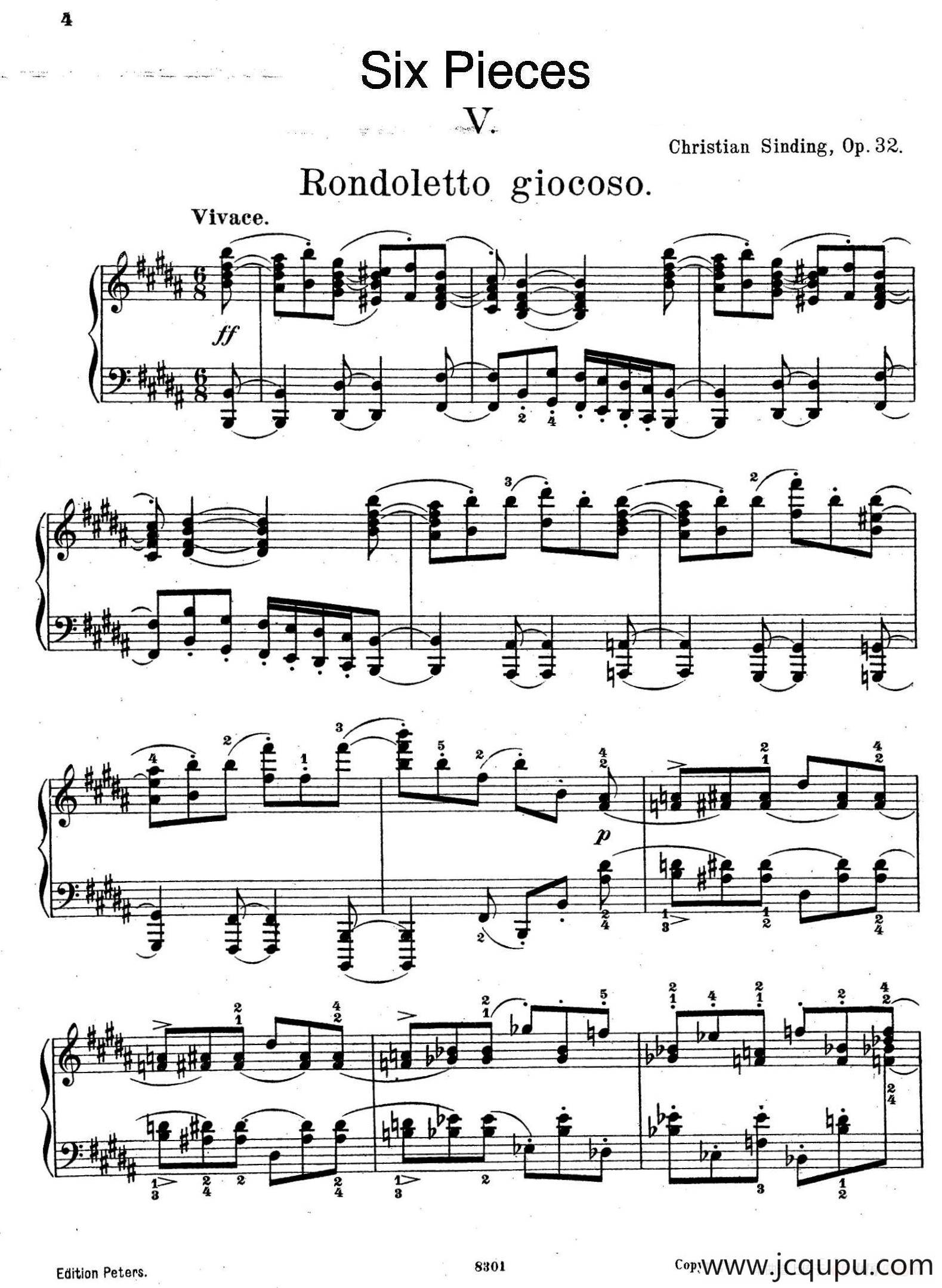 Six Pieces Op.32（6首小品·5. 快乐小回旋曲）简谱