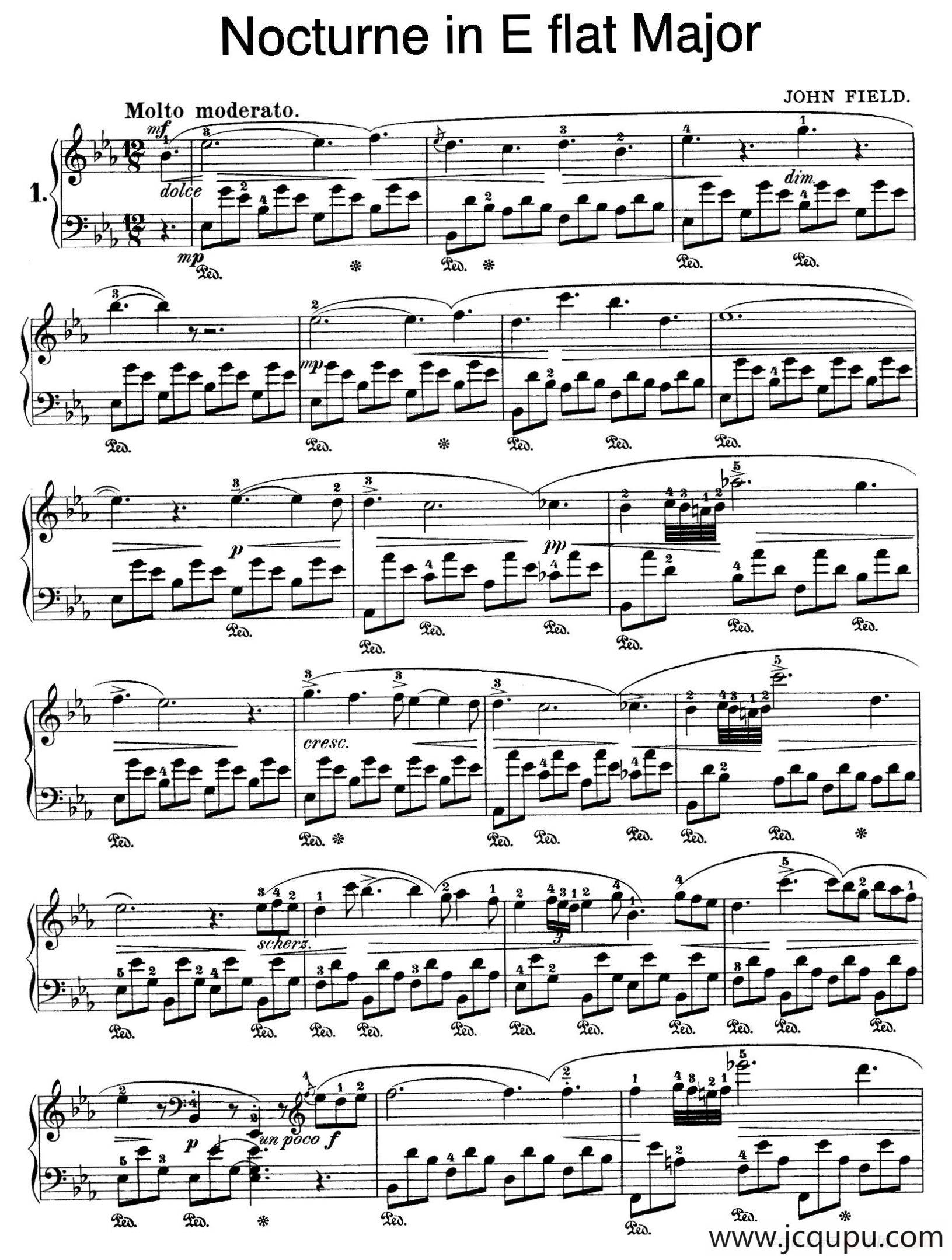 Nocturne No.1 in E-flat Major（降E大调第一号夜曲）简谱