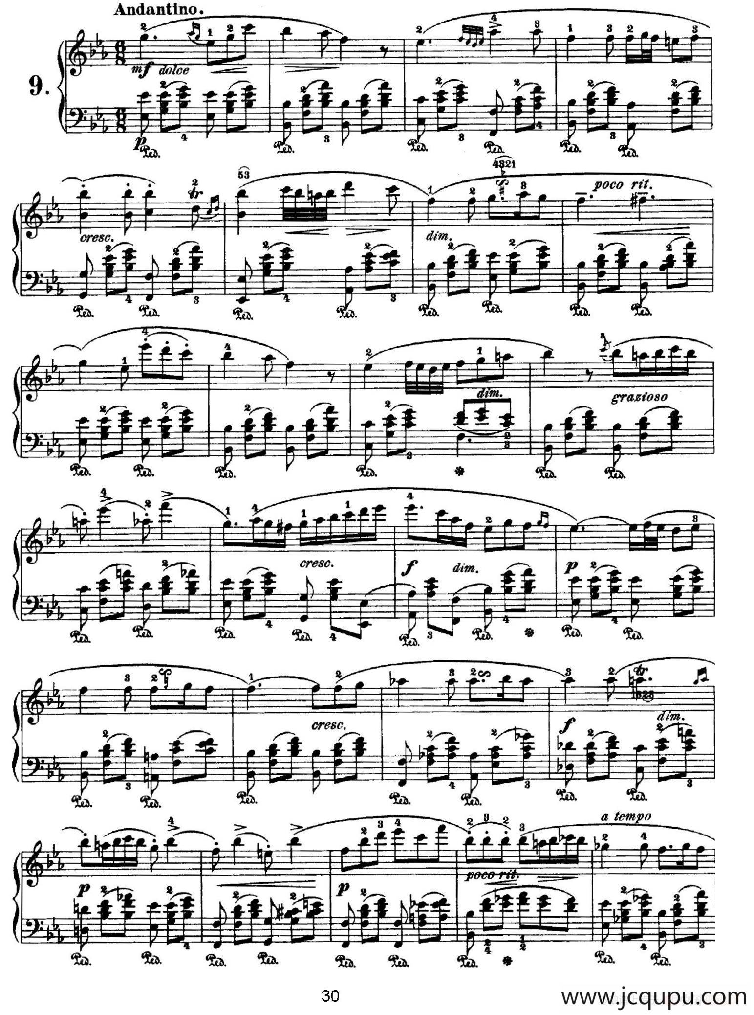 Nocturne No.9 in E-flat Major （降E大调第九号夜曲）简谱