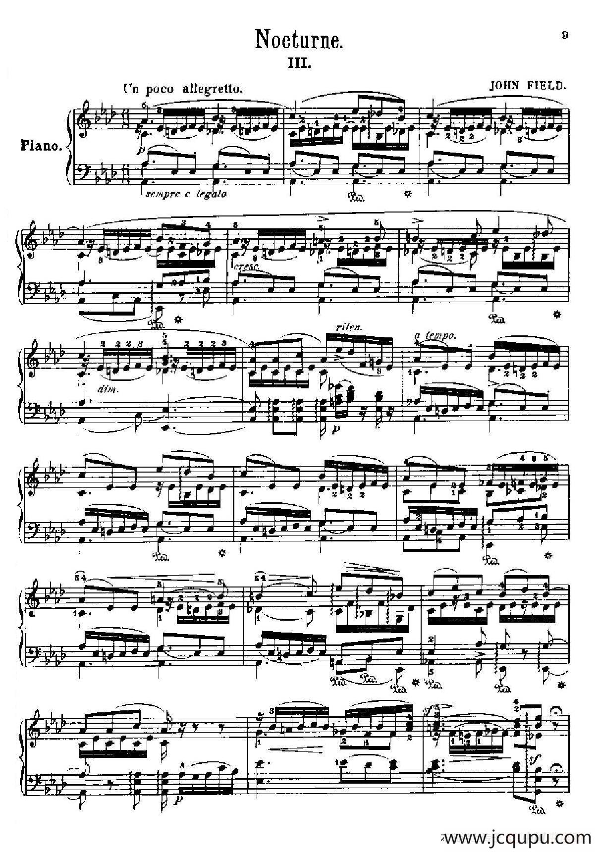 Nocturne No.3 in A-flat Majo（降A大调第三号夜曲）简谱