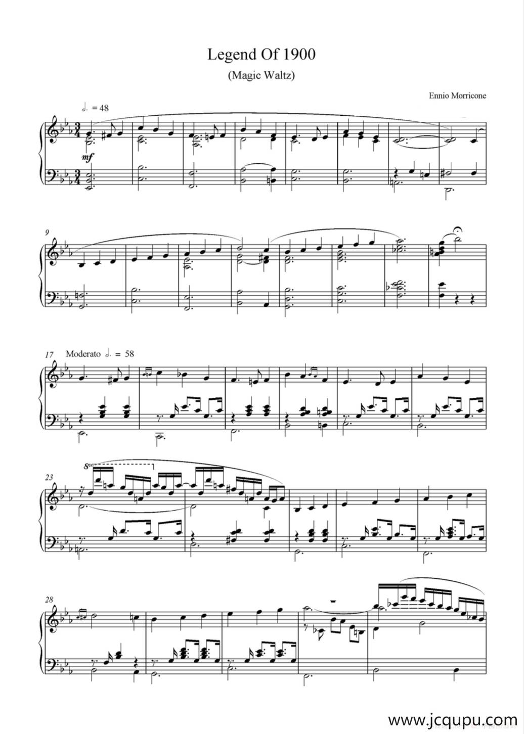 魔幻圆舞曲 Legend of 1900（选自电影《海上钢琴师》）简谱