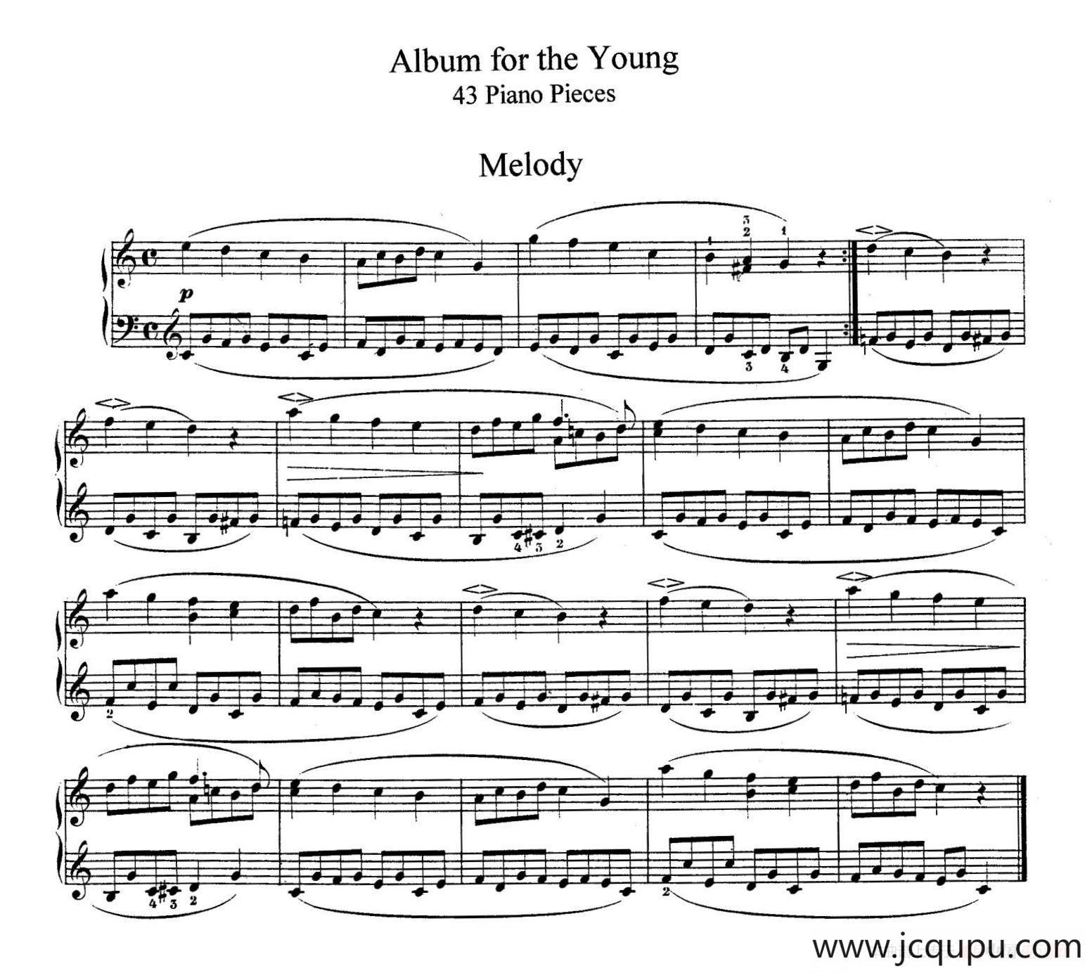 Album für die Jugend Op.68（儿童钢琴曲集·1. 旋律 Melodie ）简谱