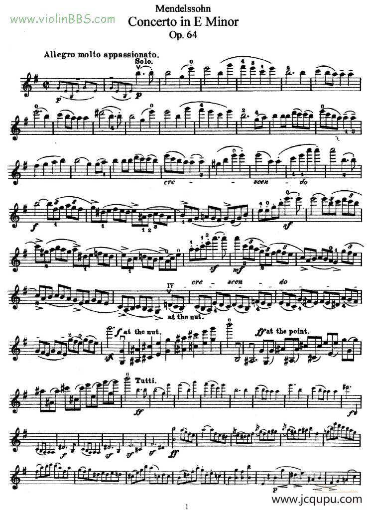 e小调协奏曲 Op.64（小提琴独奏）简谱