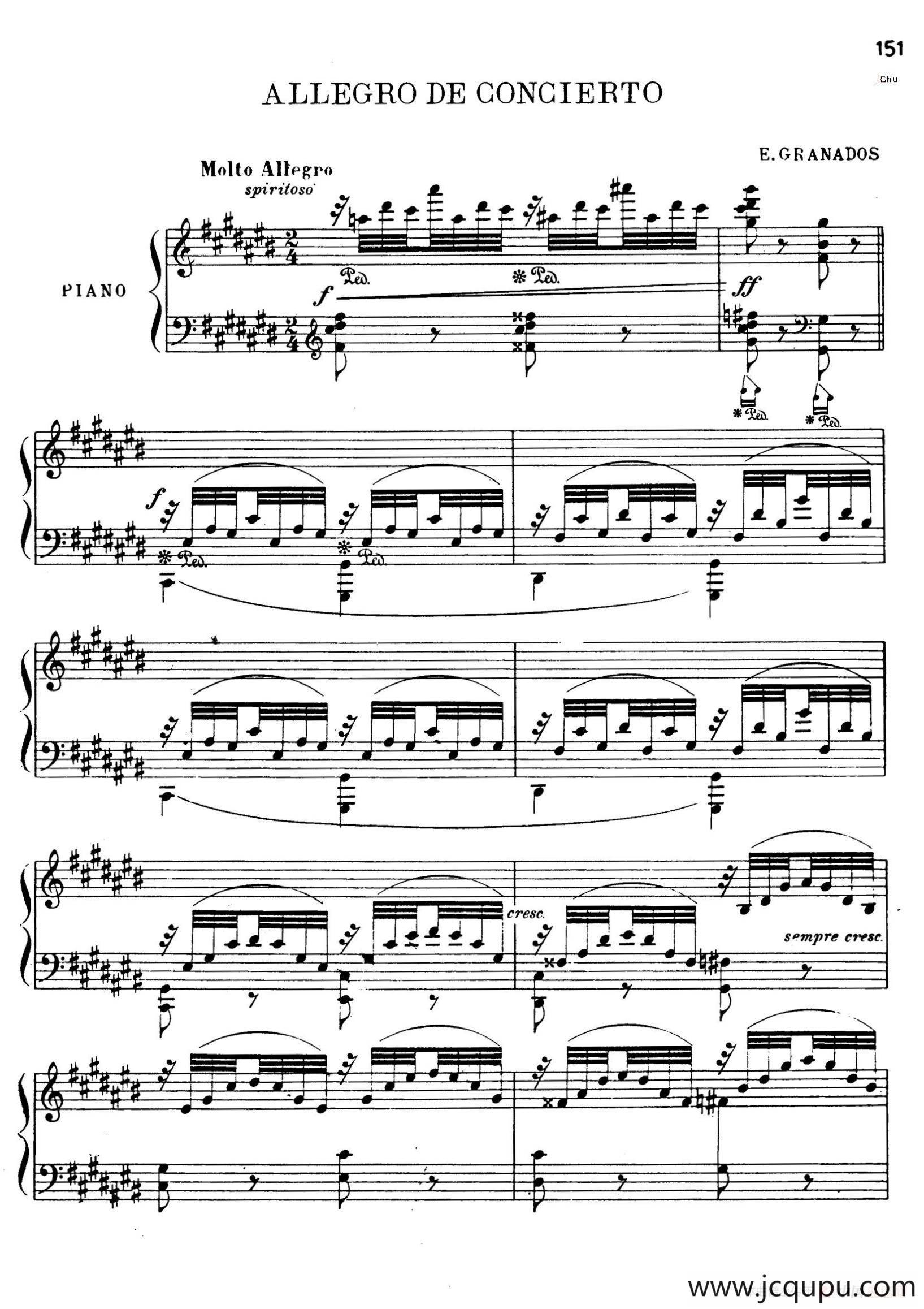 Allegro de Concierto（升C大调音乐会快板）简谱