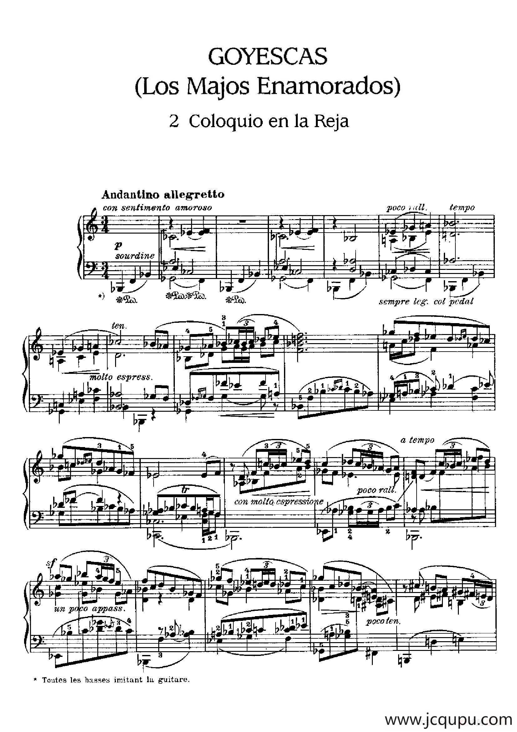 Goyescas（戈雅之画）（2. 窗边的情话 Coloquio En La Reja）简谱