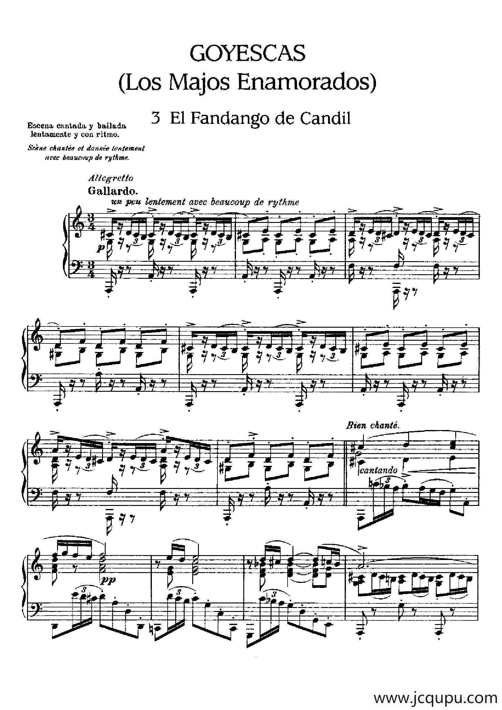 Goyescas（戈雅之画）（3. 烛光凡丹戈 El Fandango De Candil）简谱