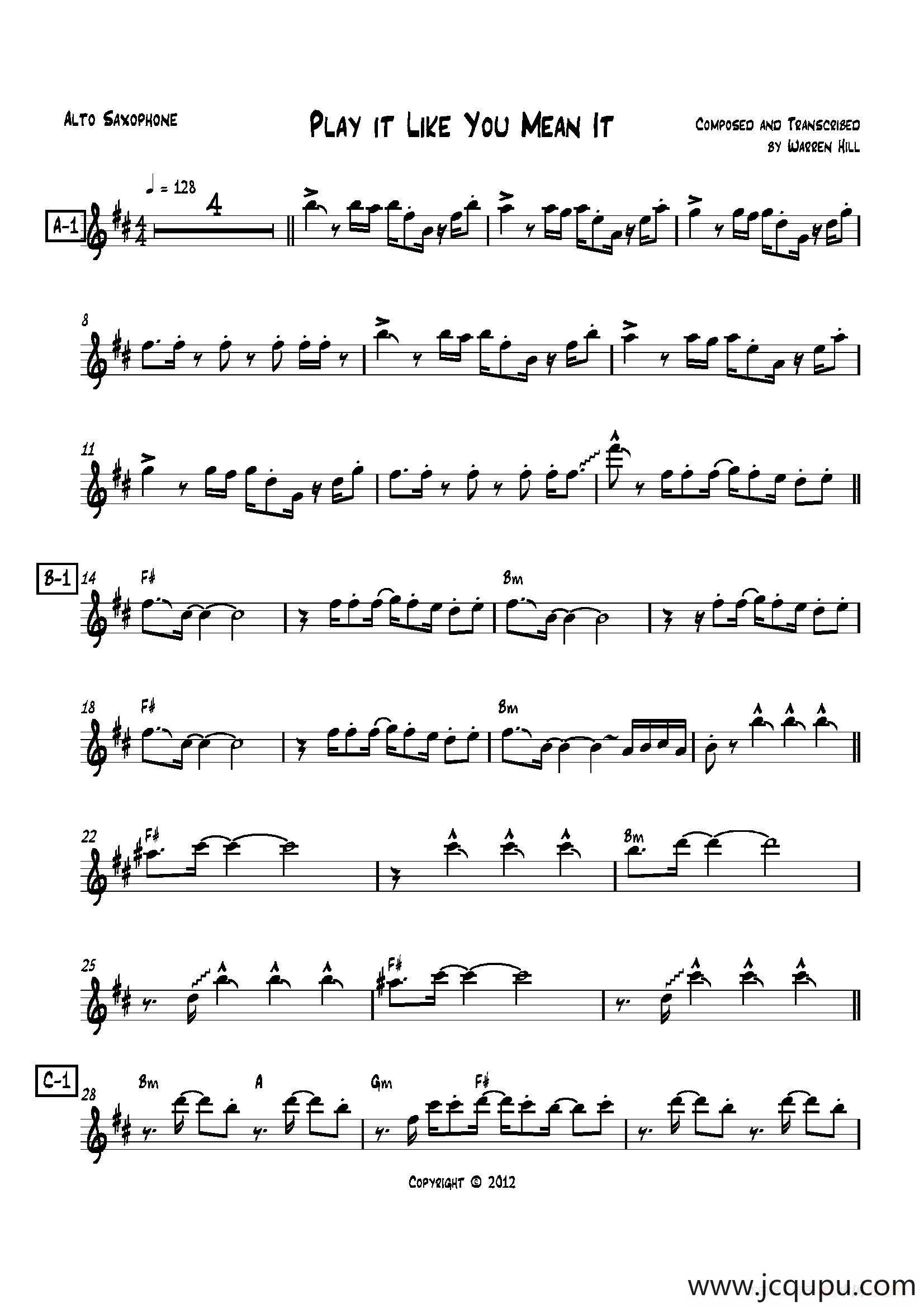 play it like you mean it简谱