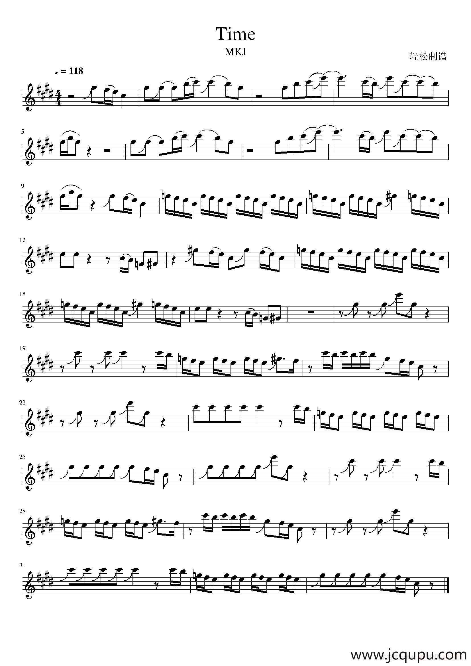 ​Time（降E调原谱）简谱