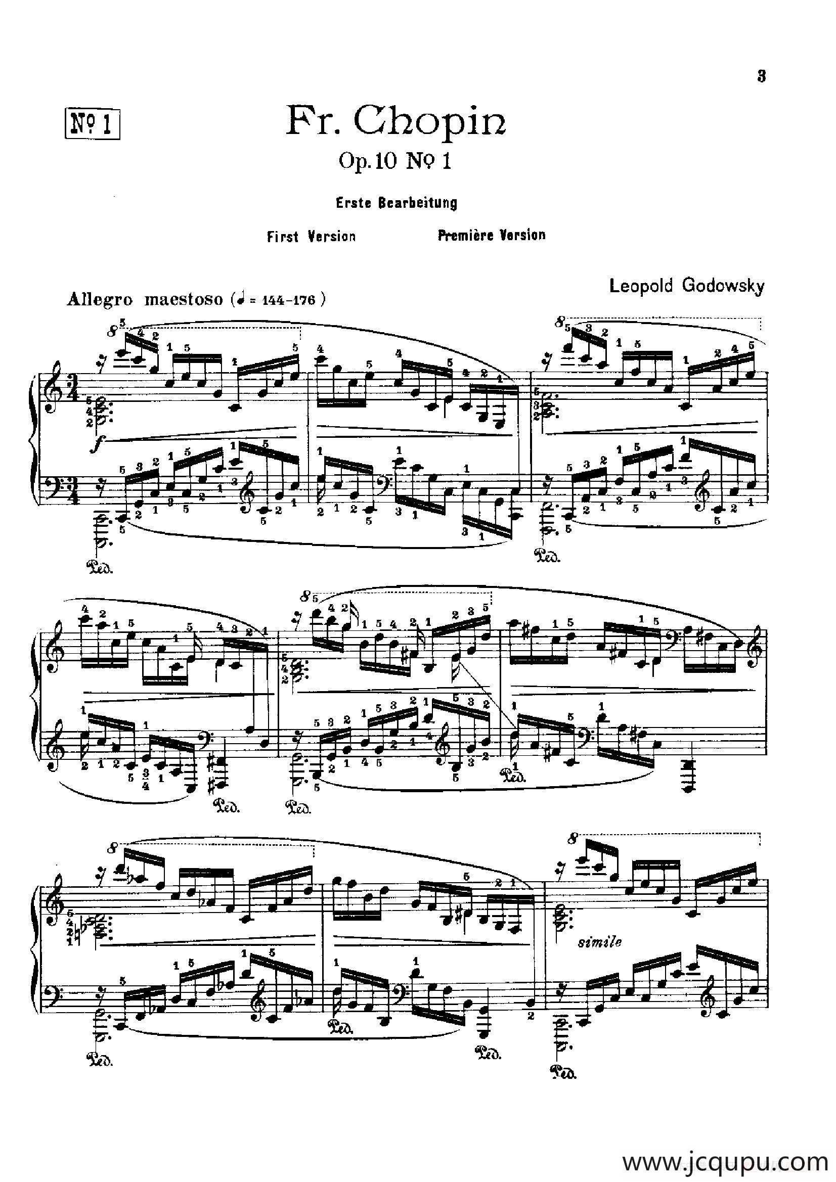 53首以肖邦练习曲为素材而作的练习曲（No.1）简谱