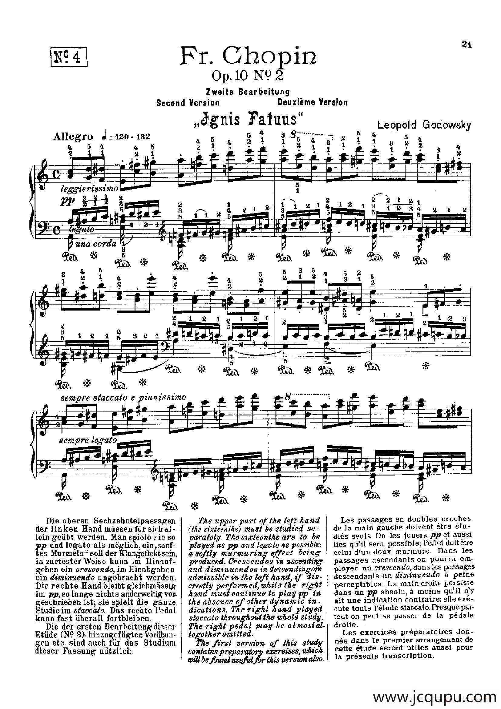 53首以肖邦练习曲为素材而作的练习曲（No.4）简谱