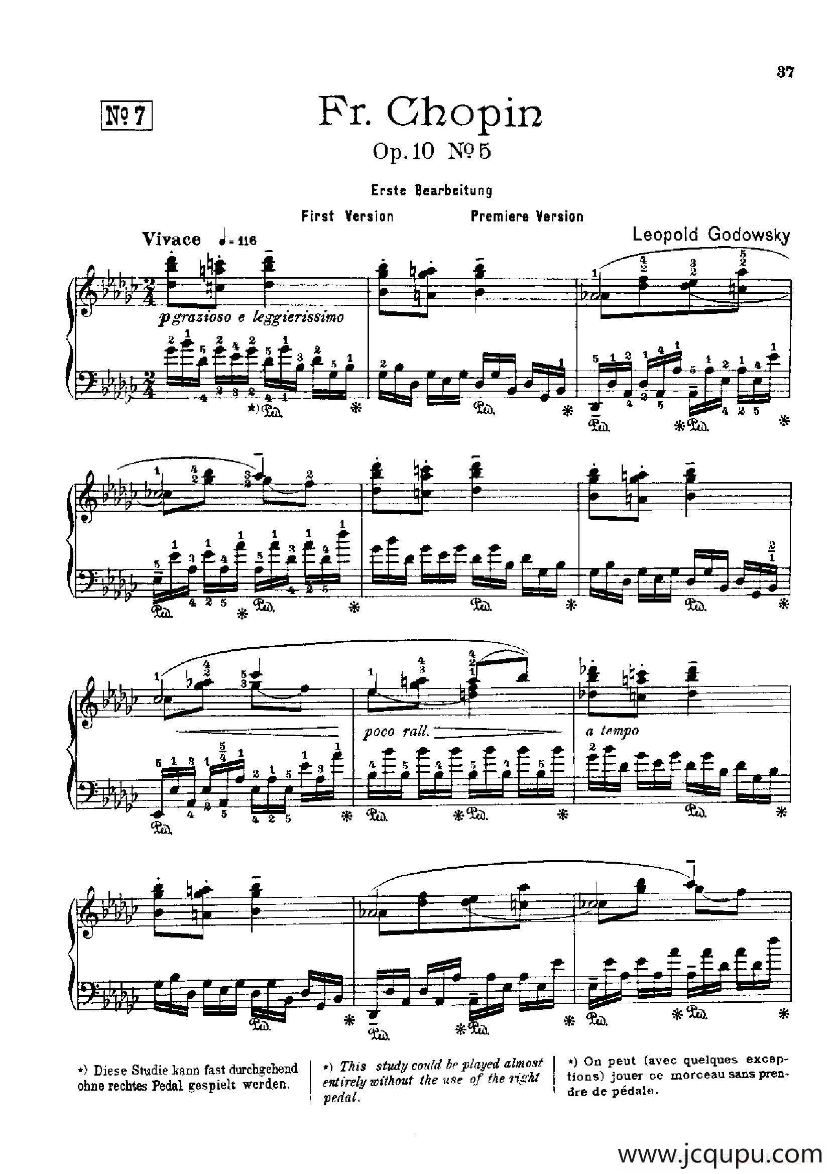 53首以肖邦练习曲为素材而作的练习曲（No.7）简谱