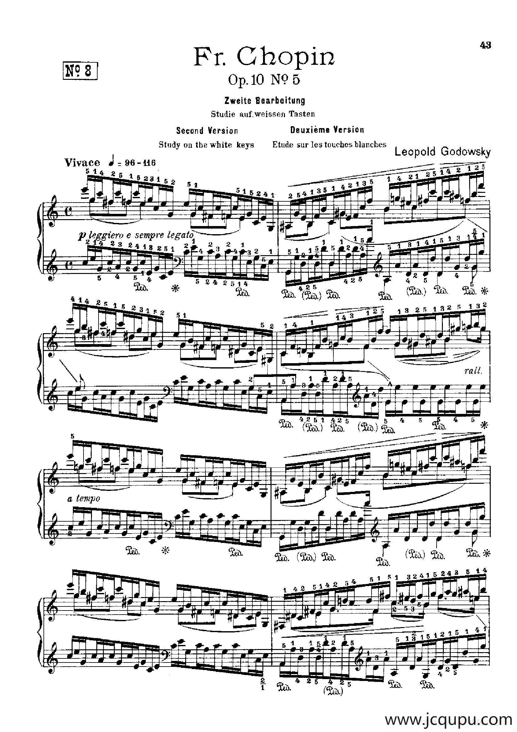 53首以肖邦练习曲为素材而作的练习曲（No.8）简谱