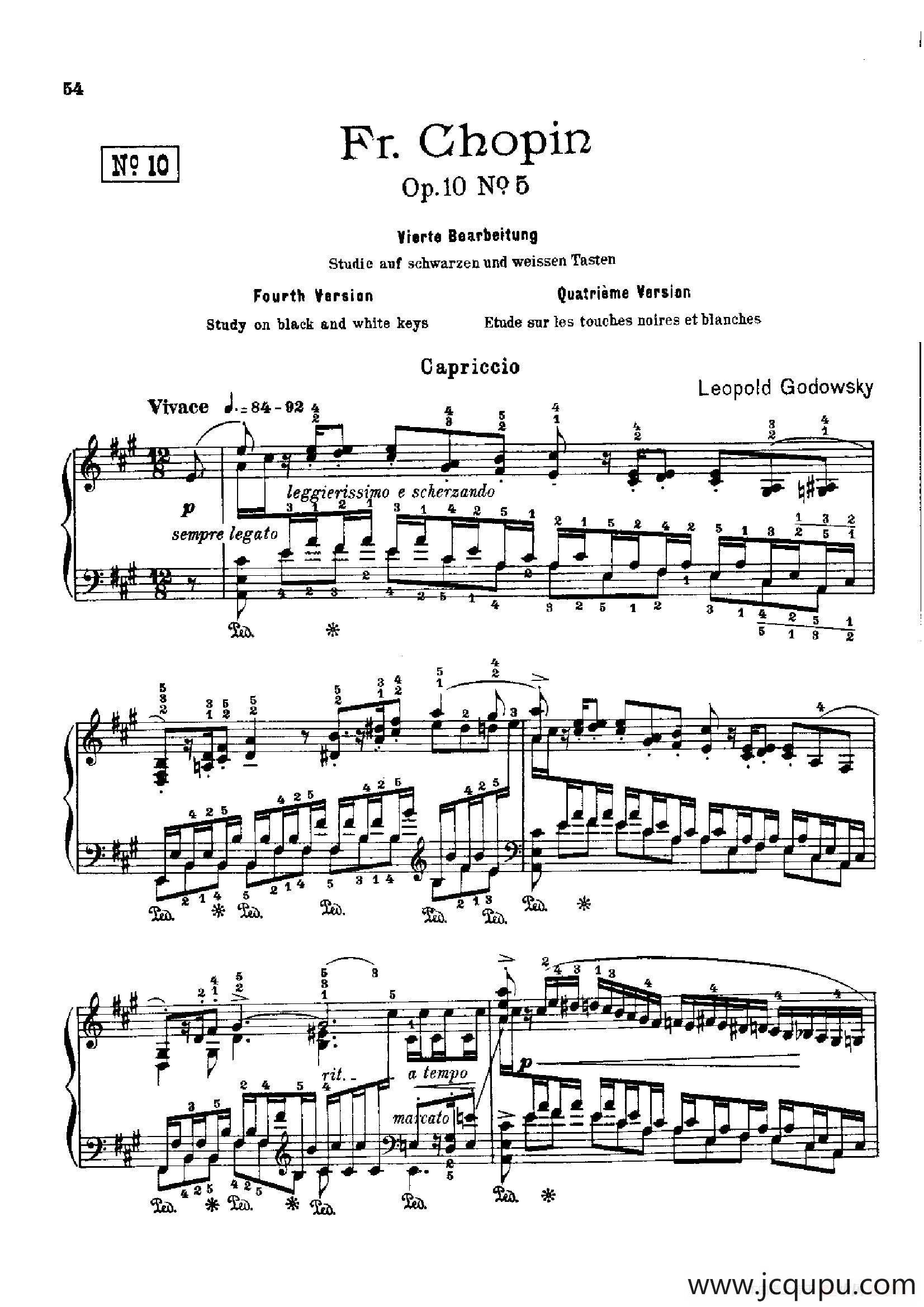 53首以肖邦练习曲为素材而作的练习曲（No.10）简谱