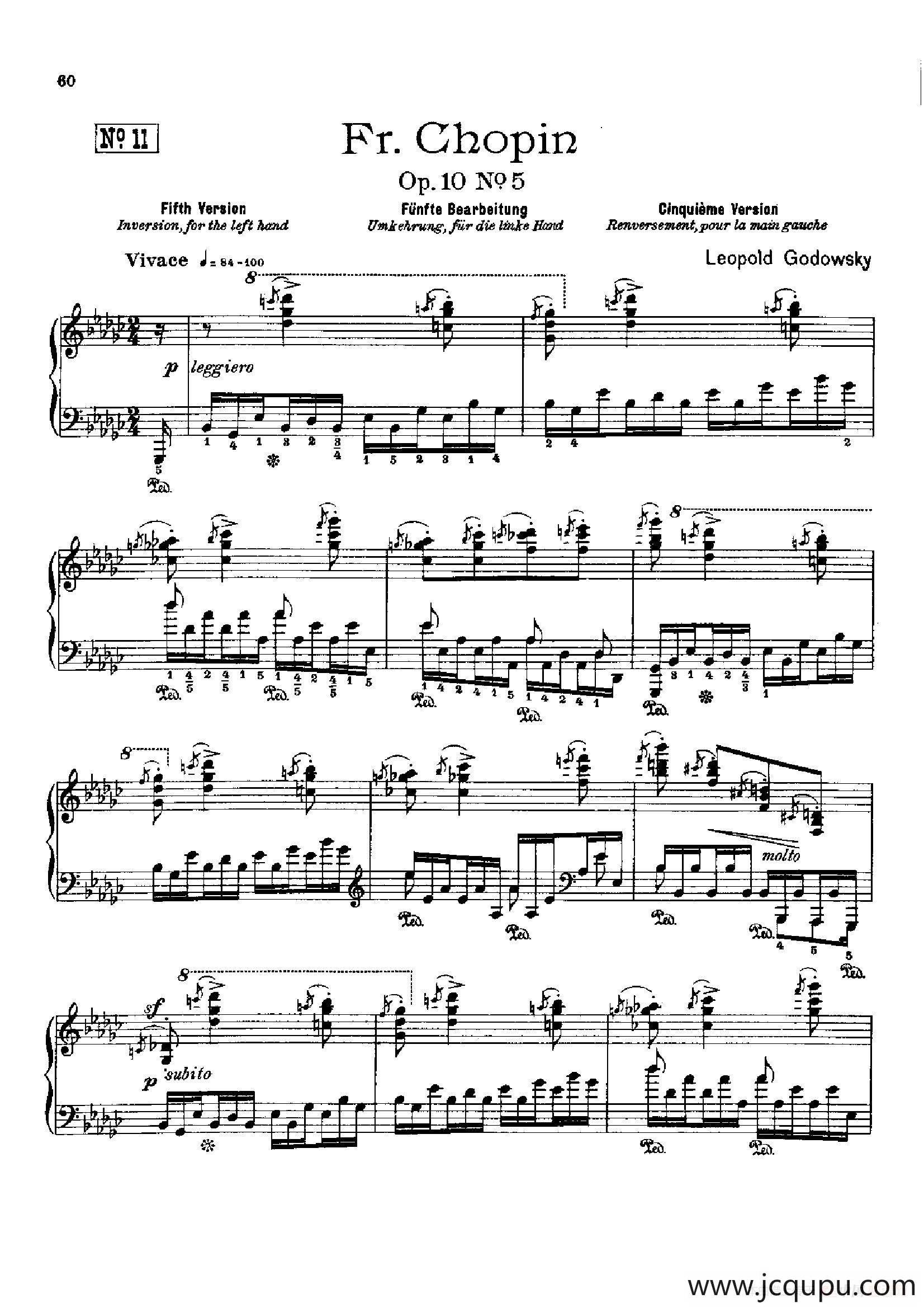 53首以肖邦练习曲为素材而作的练习曲（No.11）简谱