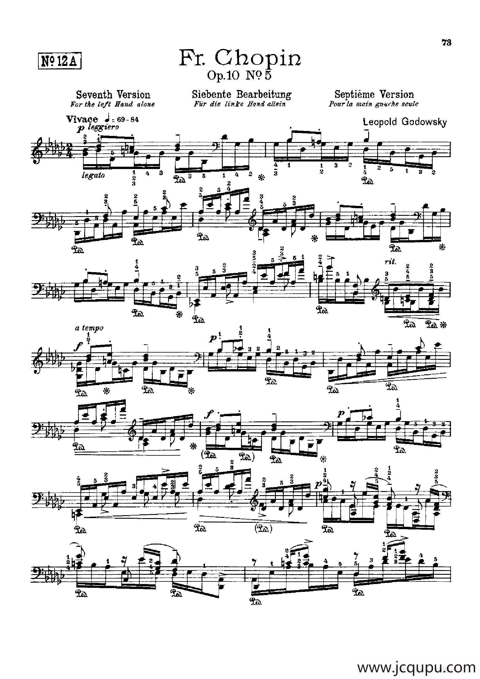 53首以肖邦练习曲为素材而作的练习曲（No.12A）简谱