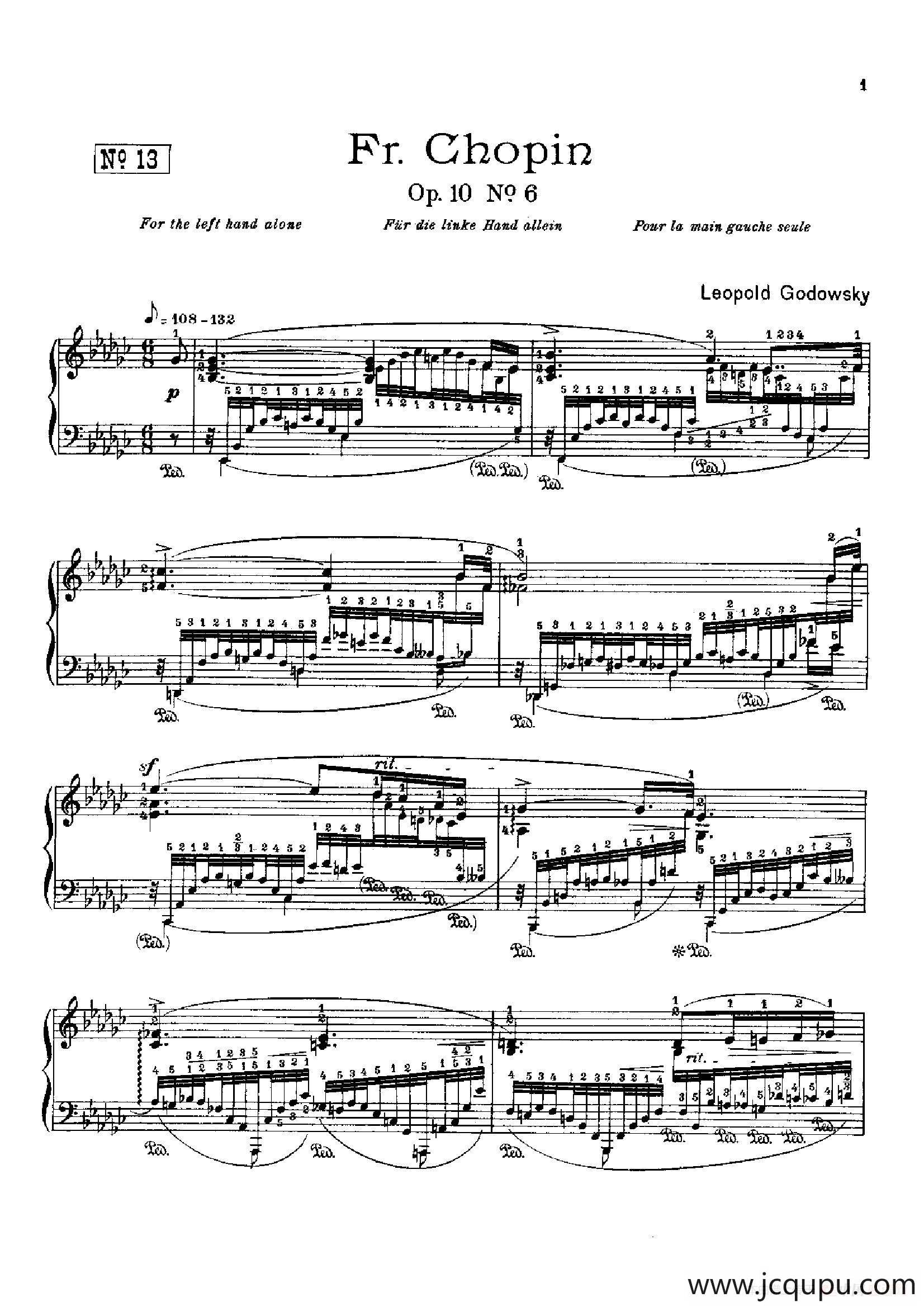 53首以肖邦练习曲为素材而作的练习曲（No.13）简谱