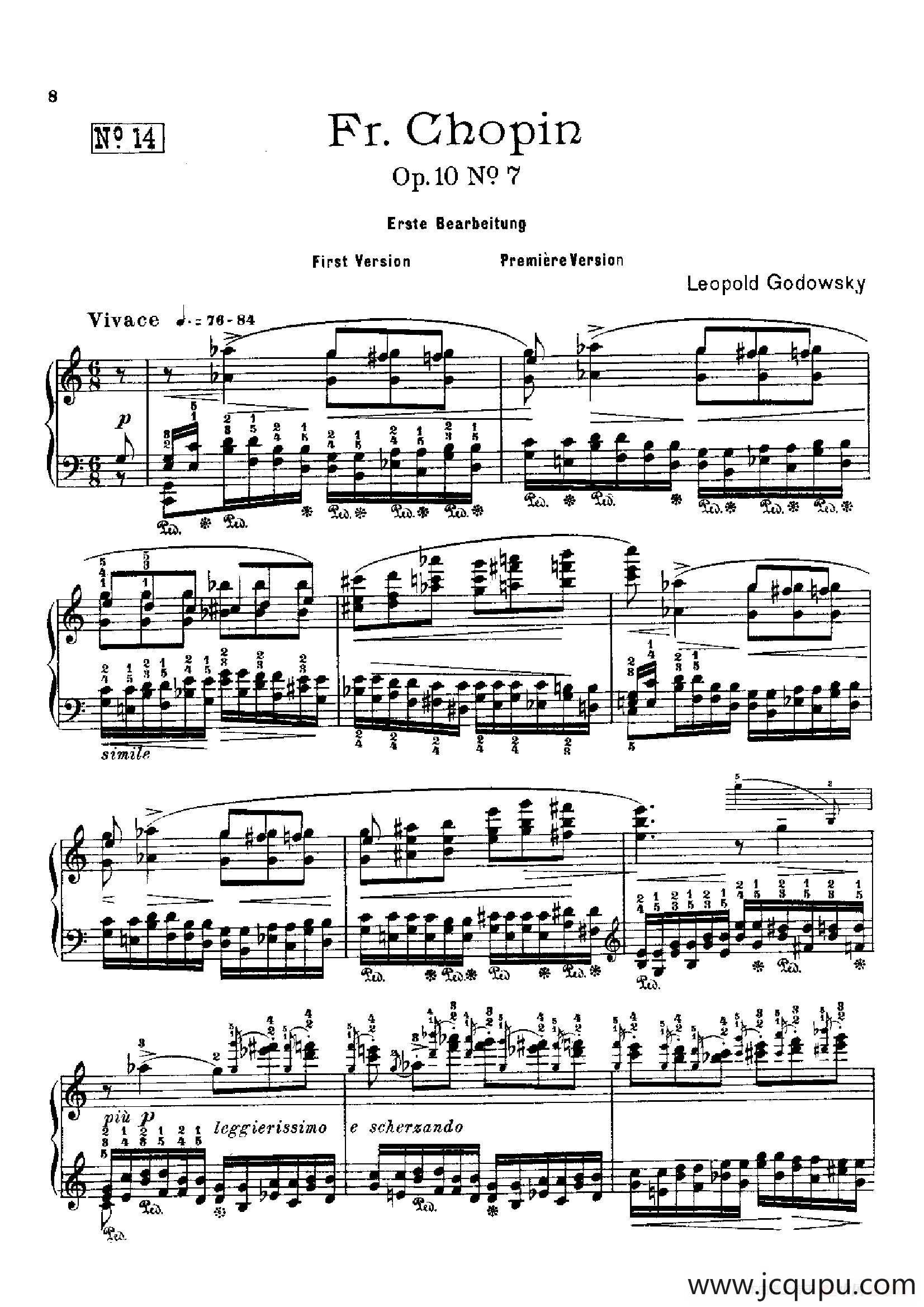 53首以肖邦练习曲为素材而作的练习曲（No.14）简谱