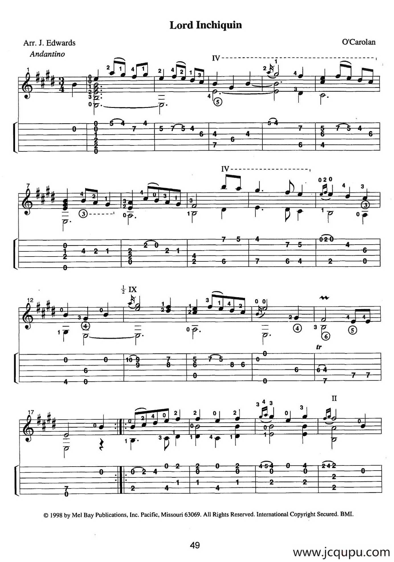 古典吉他：From the Dance（Lord Inchiquin）简谱