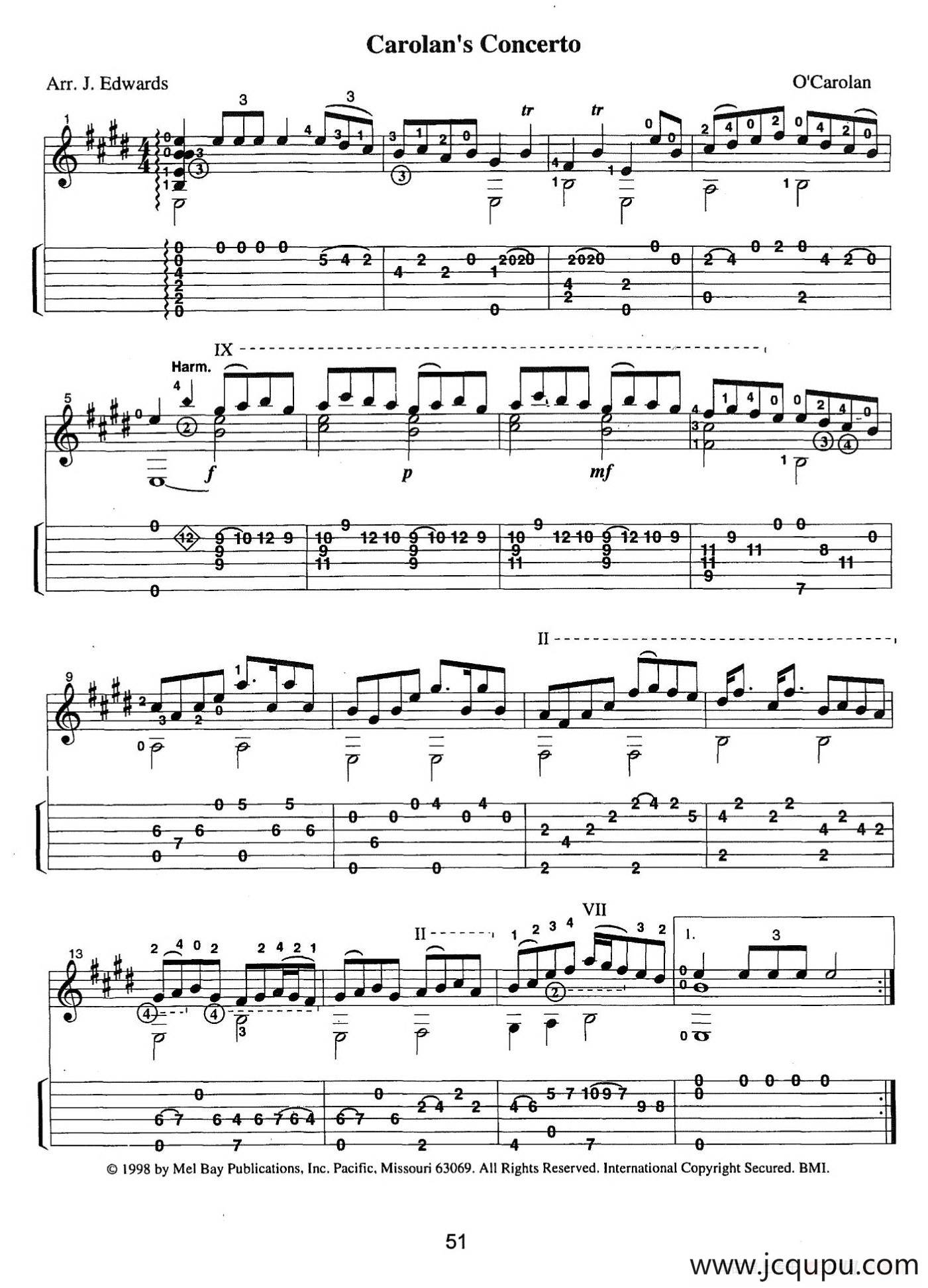 古典吉他：From the Dance（Carolan's Concerto）简谱