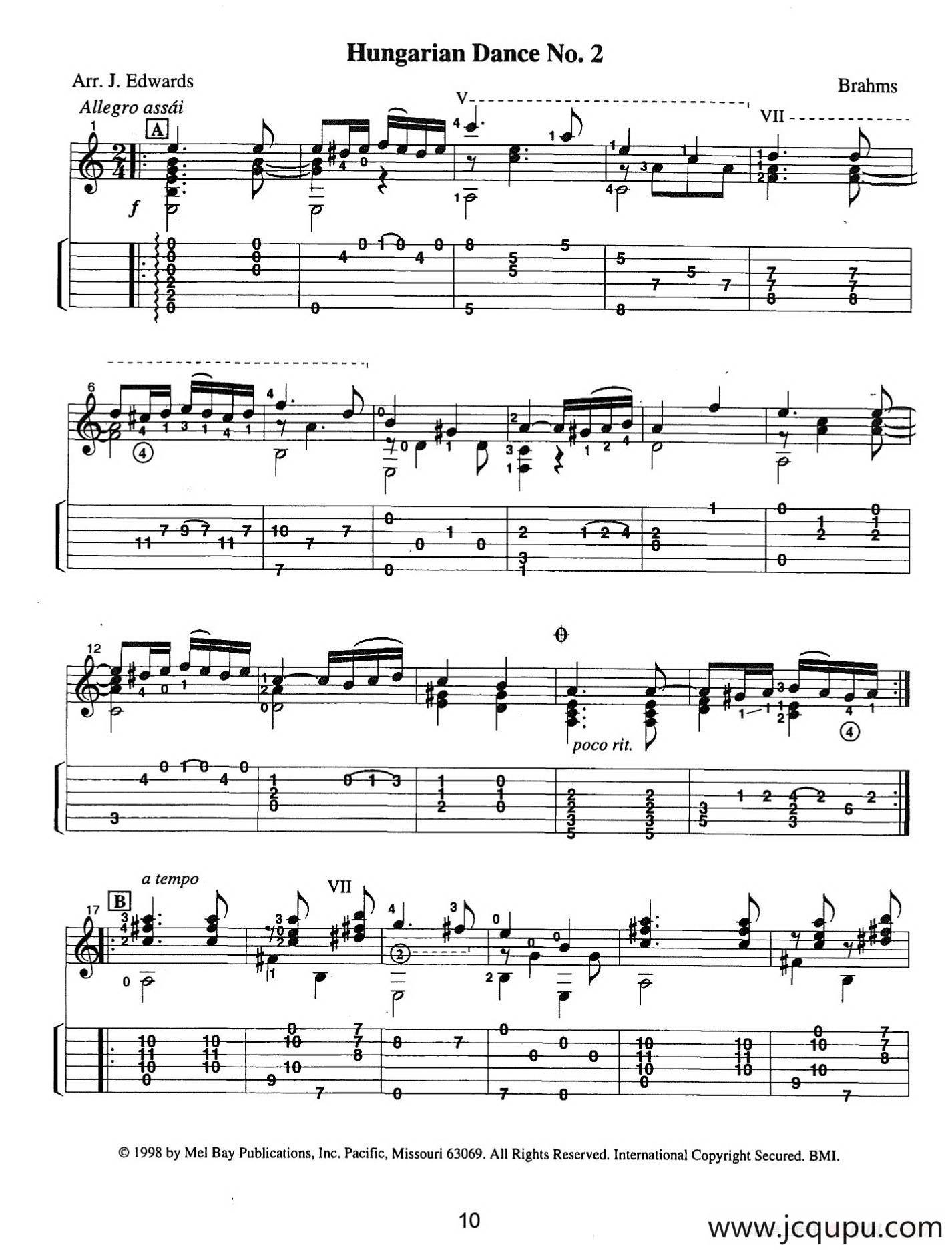 古典吉他：From the Dance（Hungarian Dance No.2）简谱