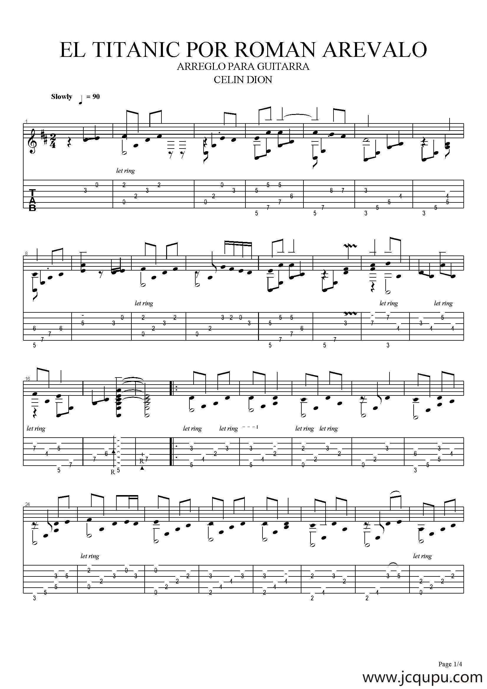 古典吉他：James Horner：Titanic简谱