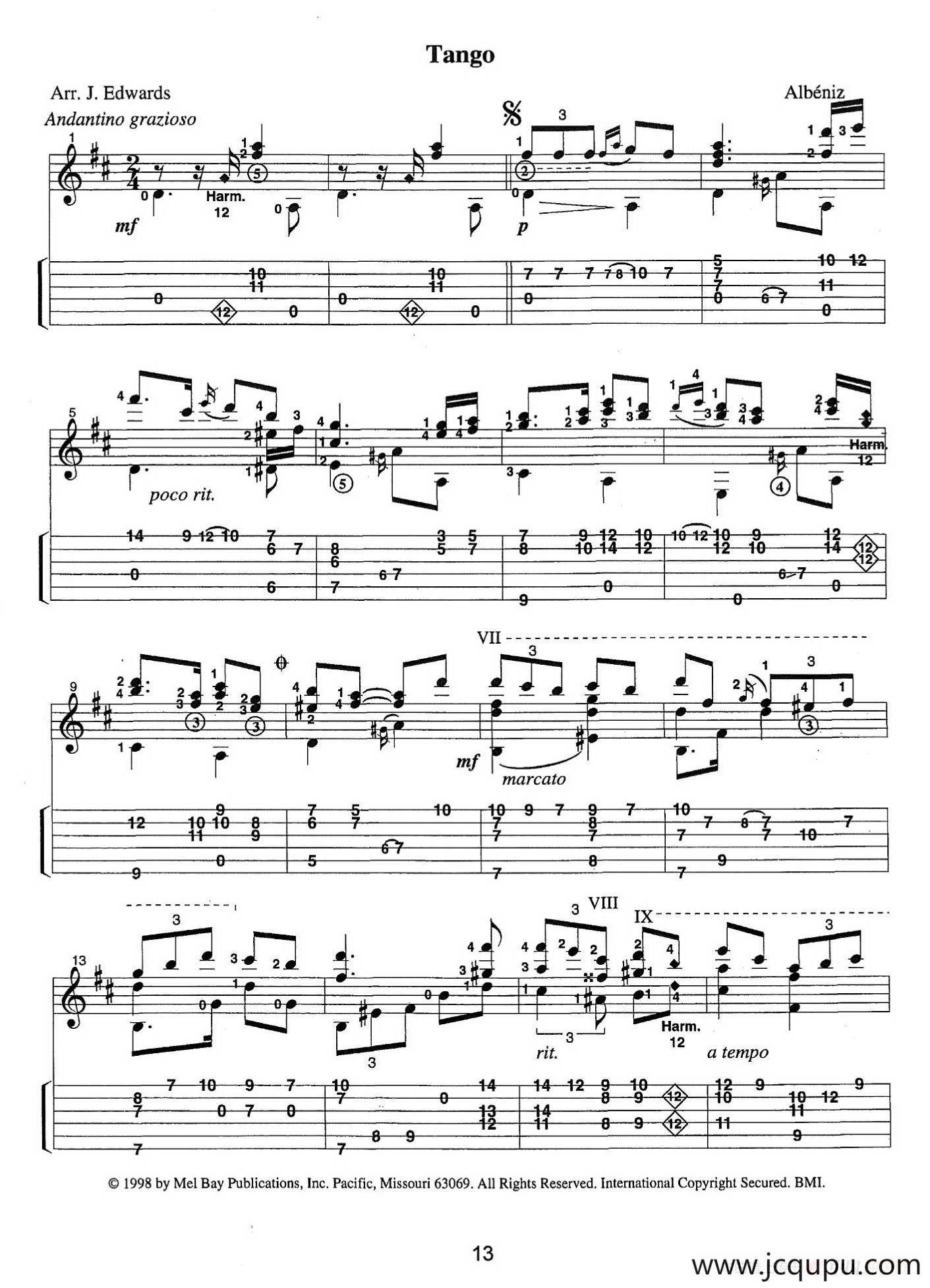 古典吉他：From the Dance（Tango）简谱