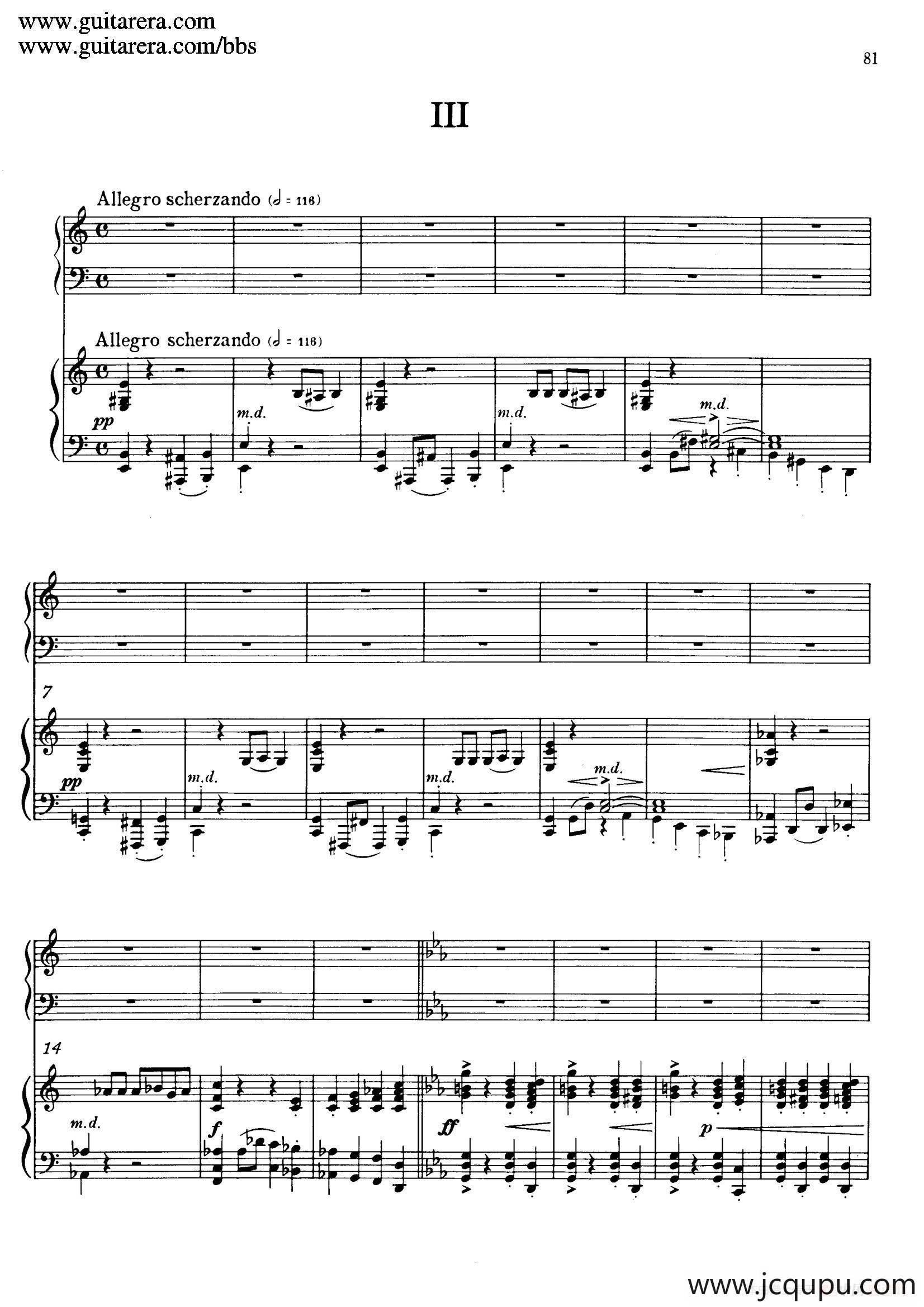 c小调第二钢琴协奏曲 Op.18（双钢琴·第三乐章）简谱