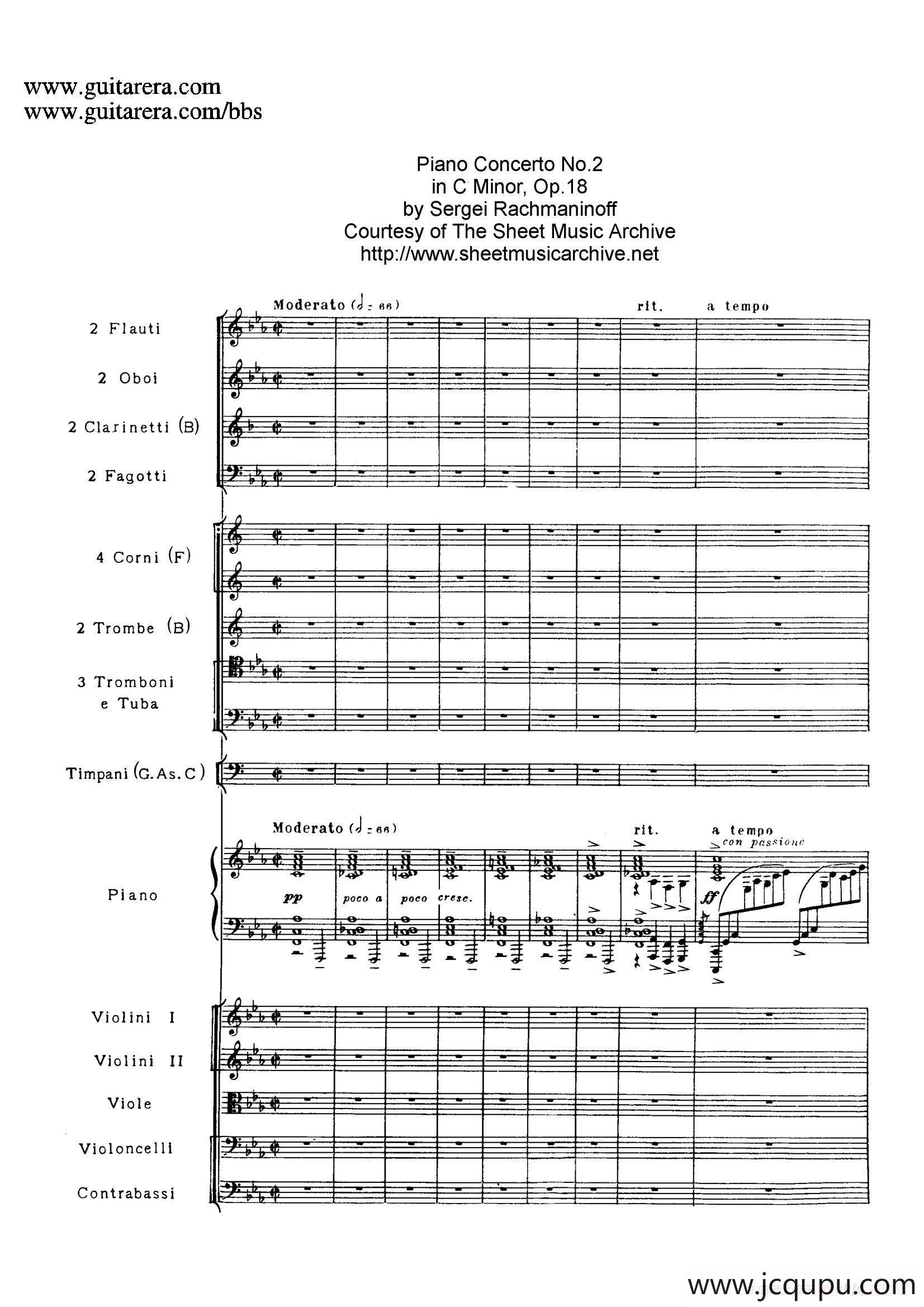 c小调第二钢琴协奏曲 Op.18（第一乐章总谱·P1——9）简谱