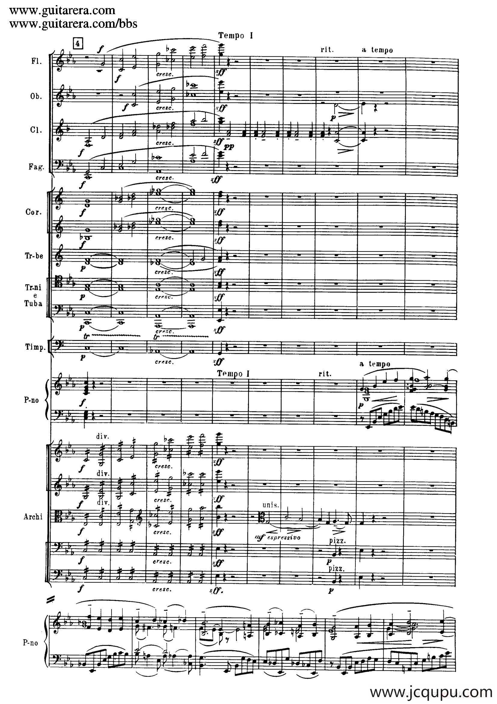 c小调第二钢琴协奏曲 Op.18（第一乐章总谱·P10——18）简谱