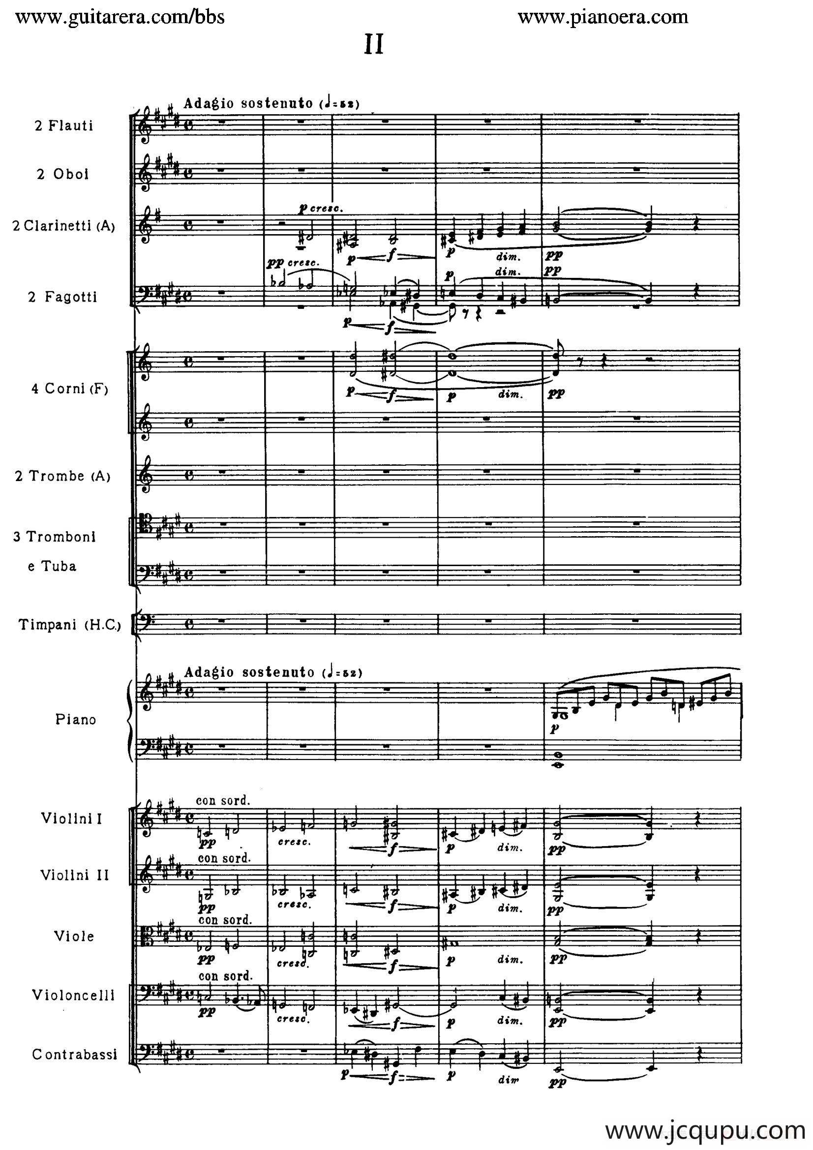 c小调第二钢琴协奏曲 Op.18（第二乐章总谱）简谱