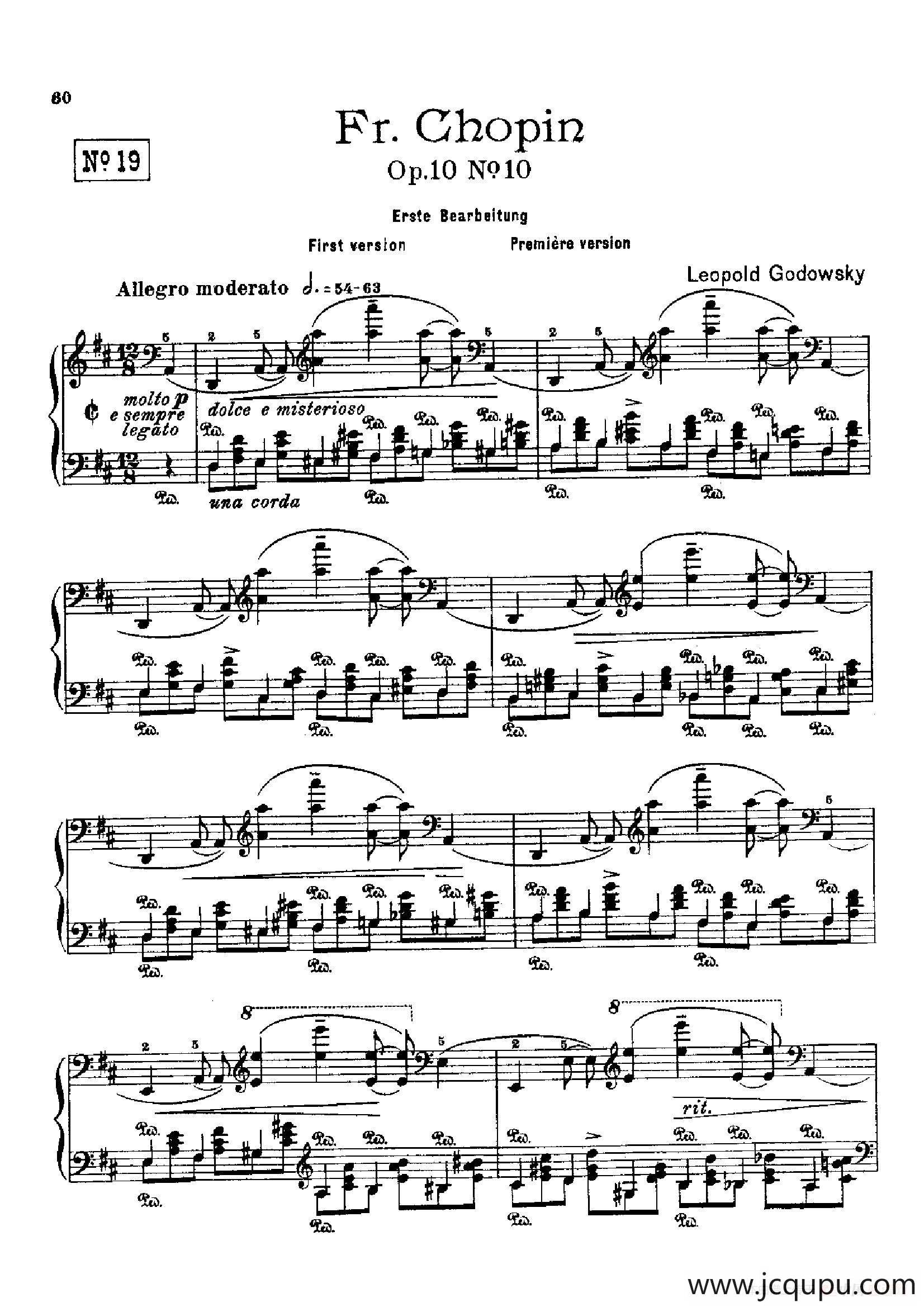 53首以肖邦练习曲为素材而作的练习曲（No.19）简谱