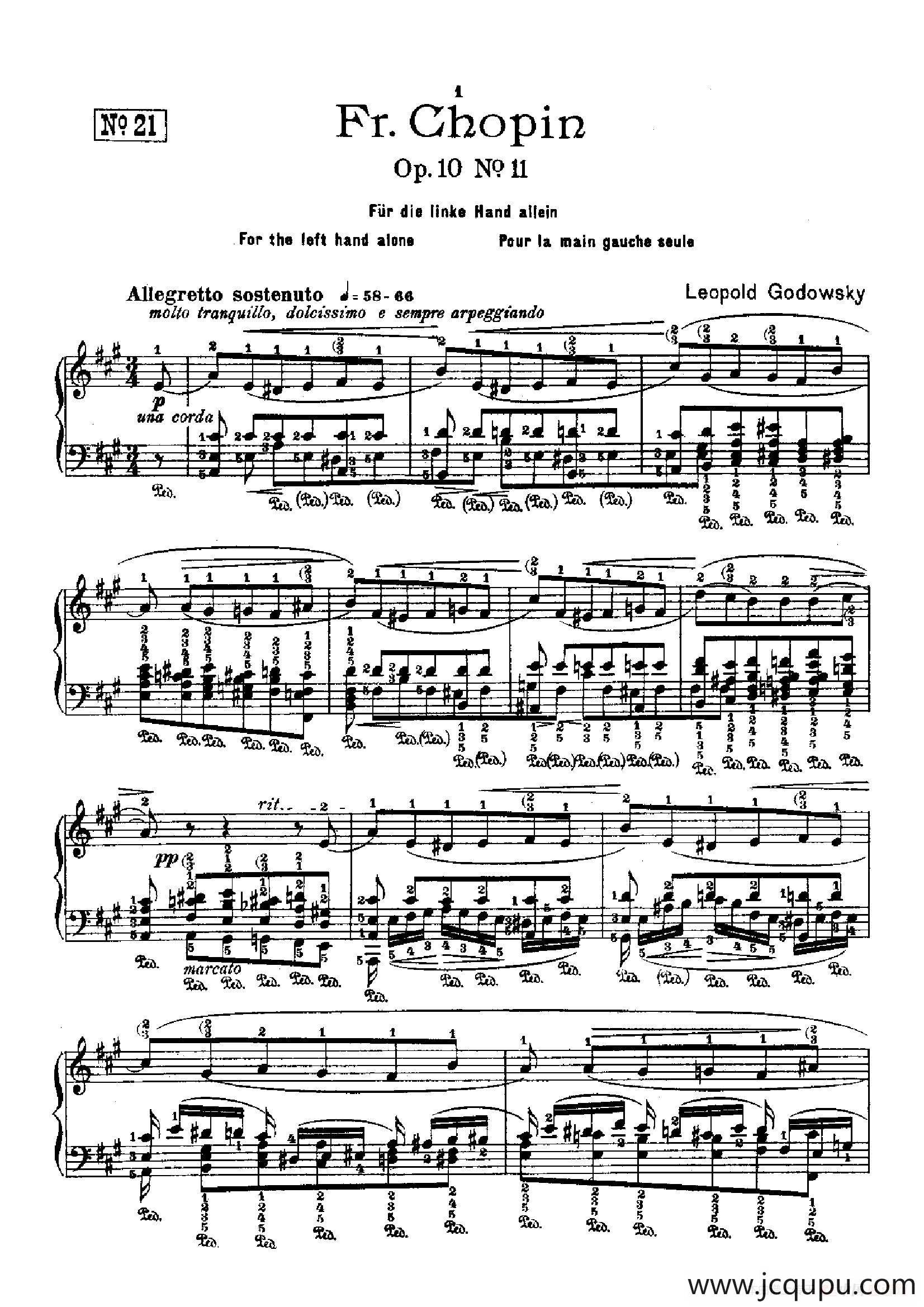 53首以肖邦练习曲为素材而作的练习曲（No.21）简谱