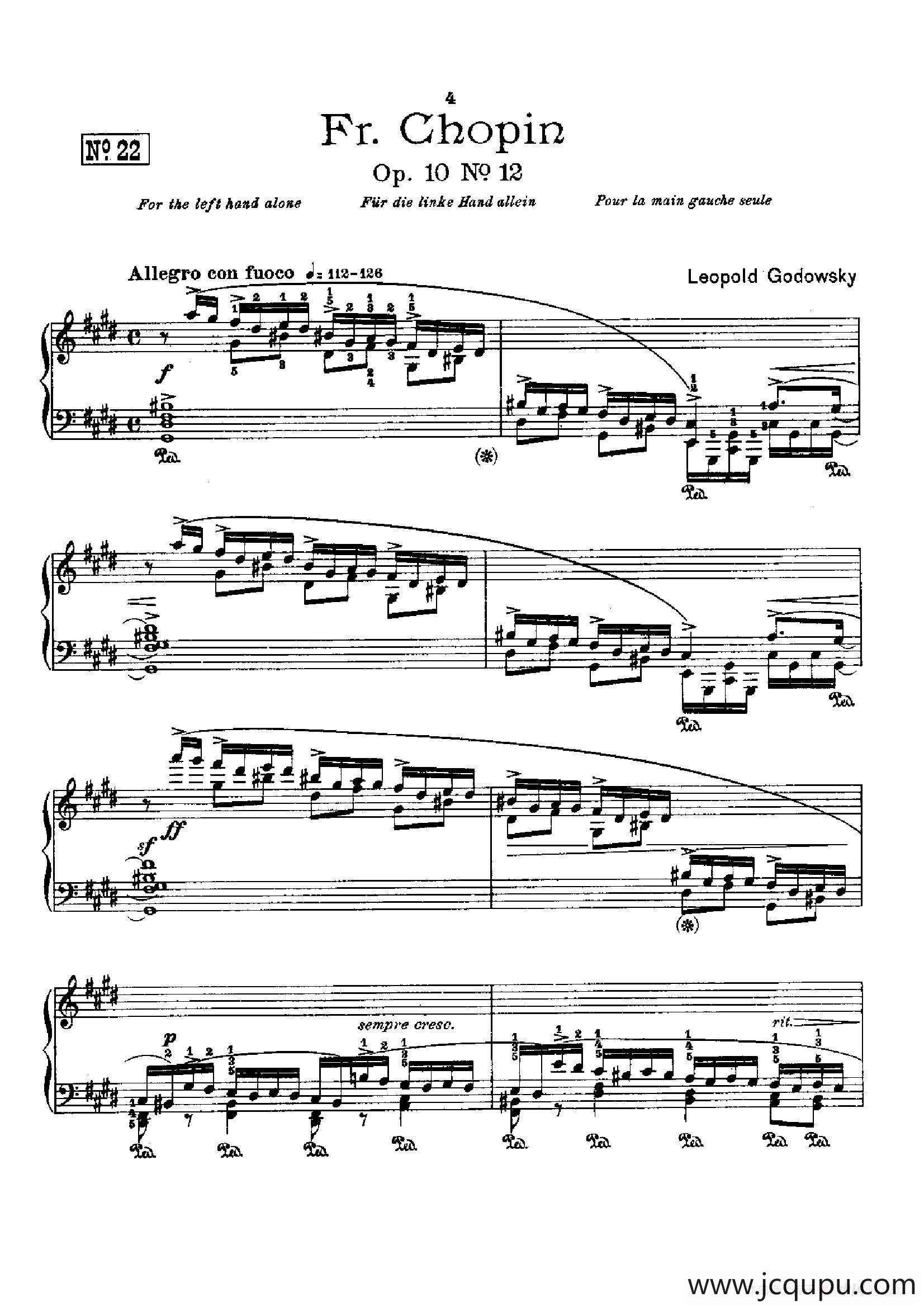 53首以肖邦练习曲为素材而作的练习曲（No.22）简谱