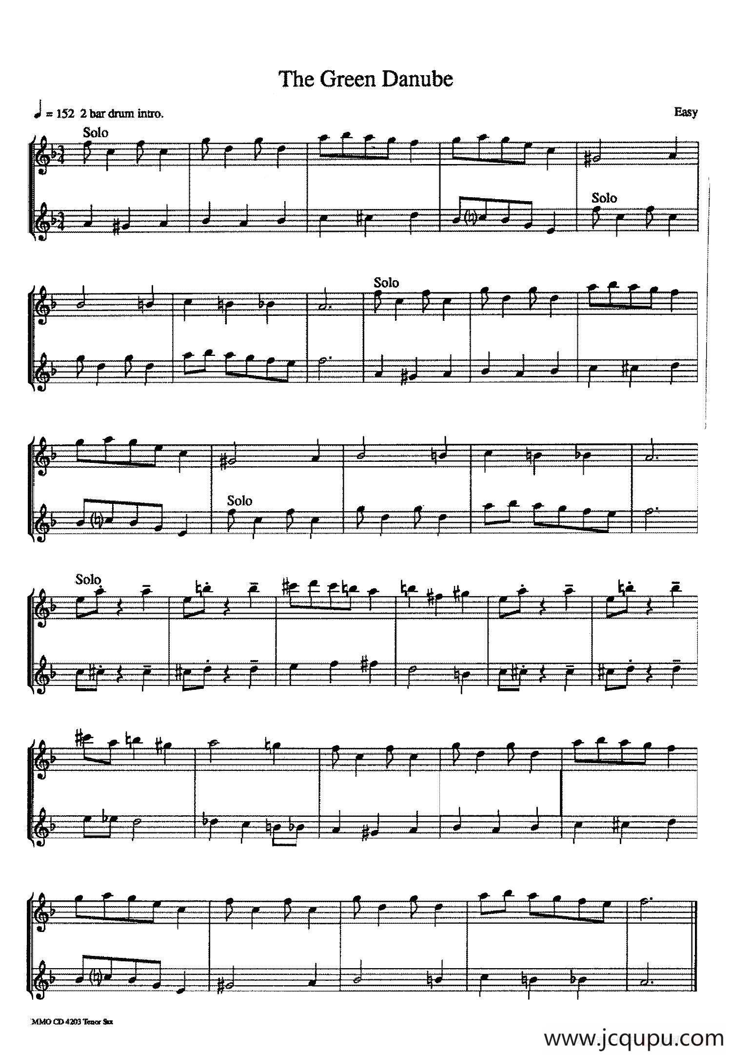 16首爵士二重奏：The Green Danube简谱