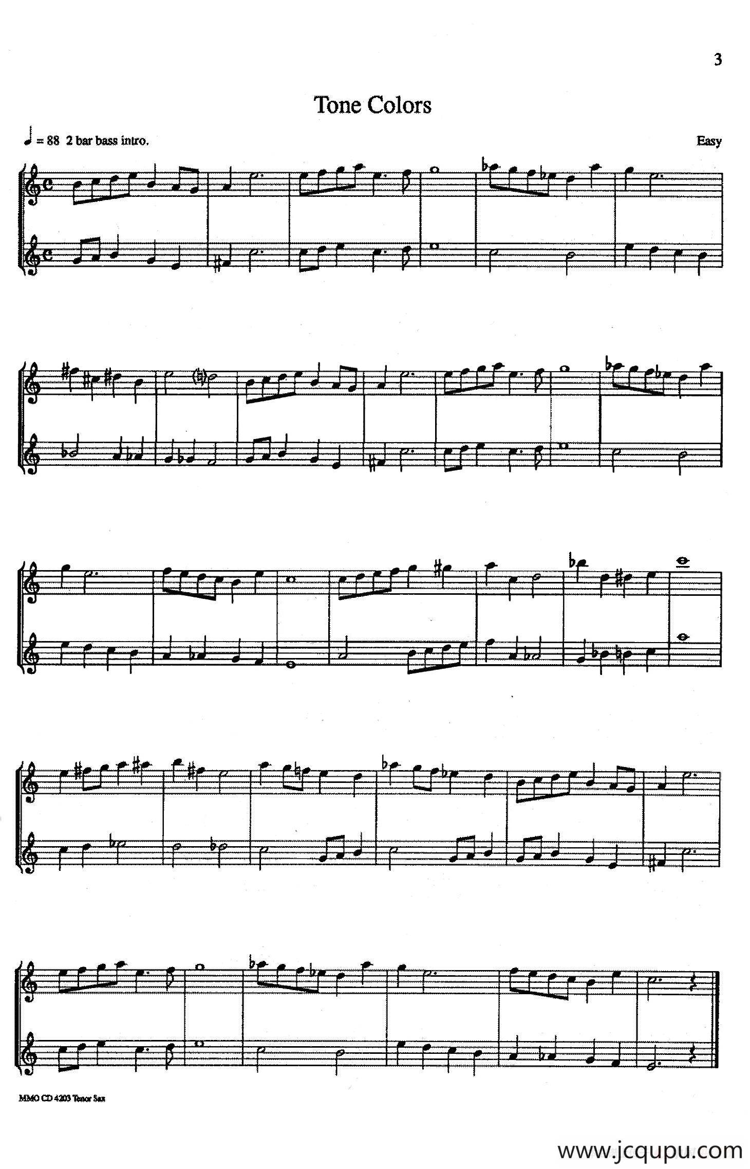 16首爵士二重奏：Tone Colors简谱