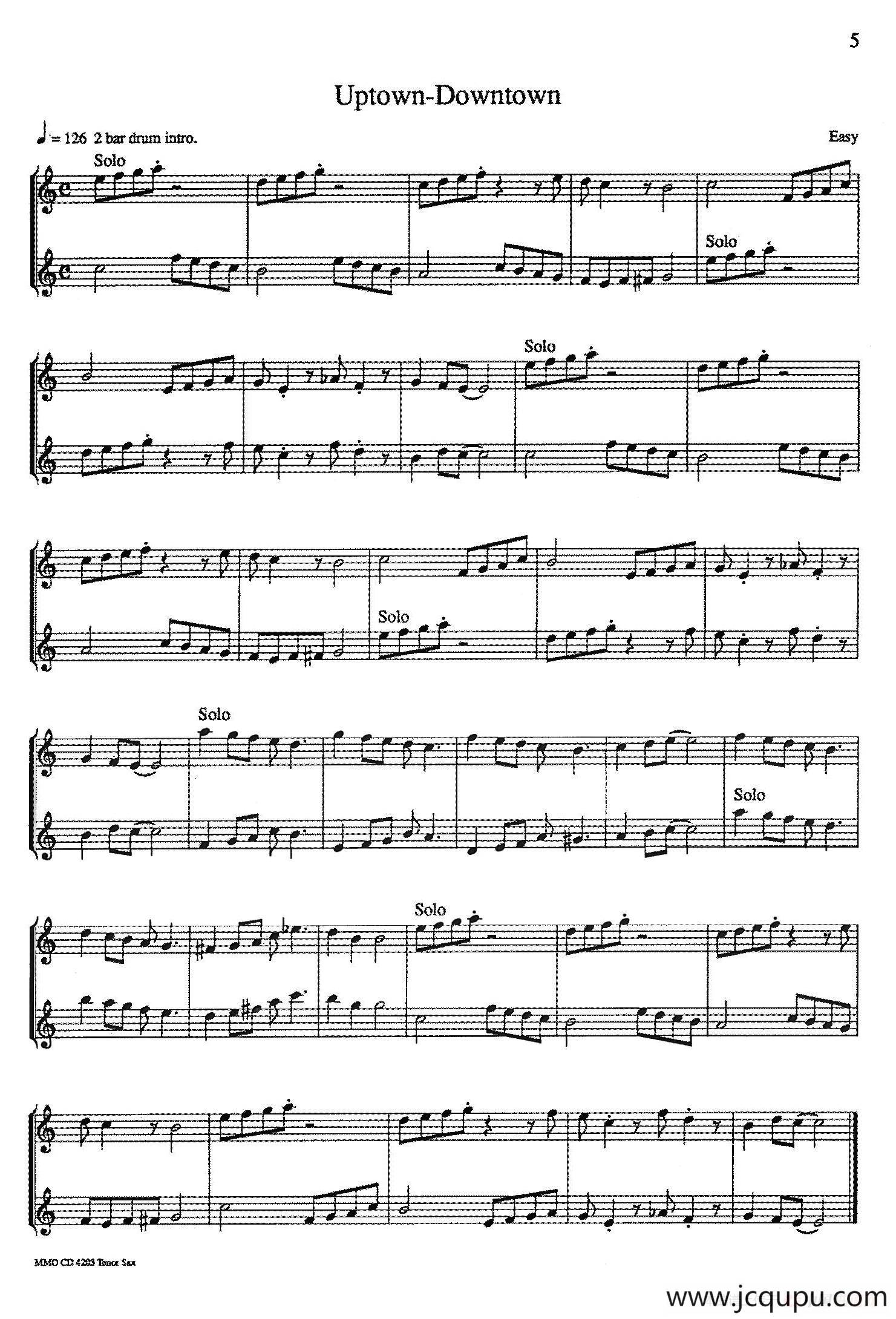 6首爵士二重奏：Uptown-Downtown简谱