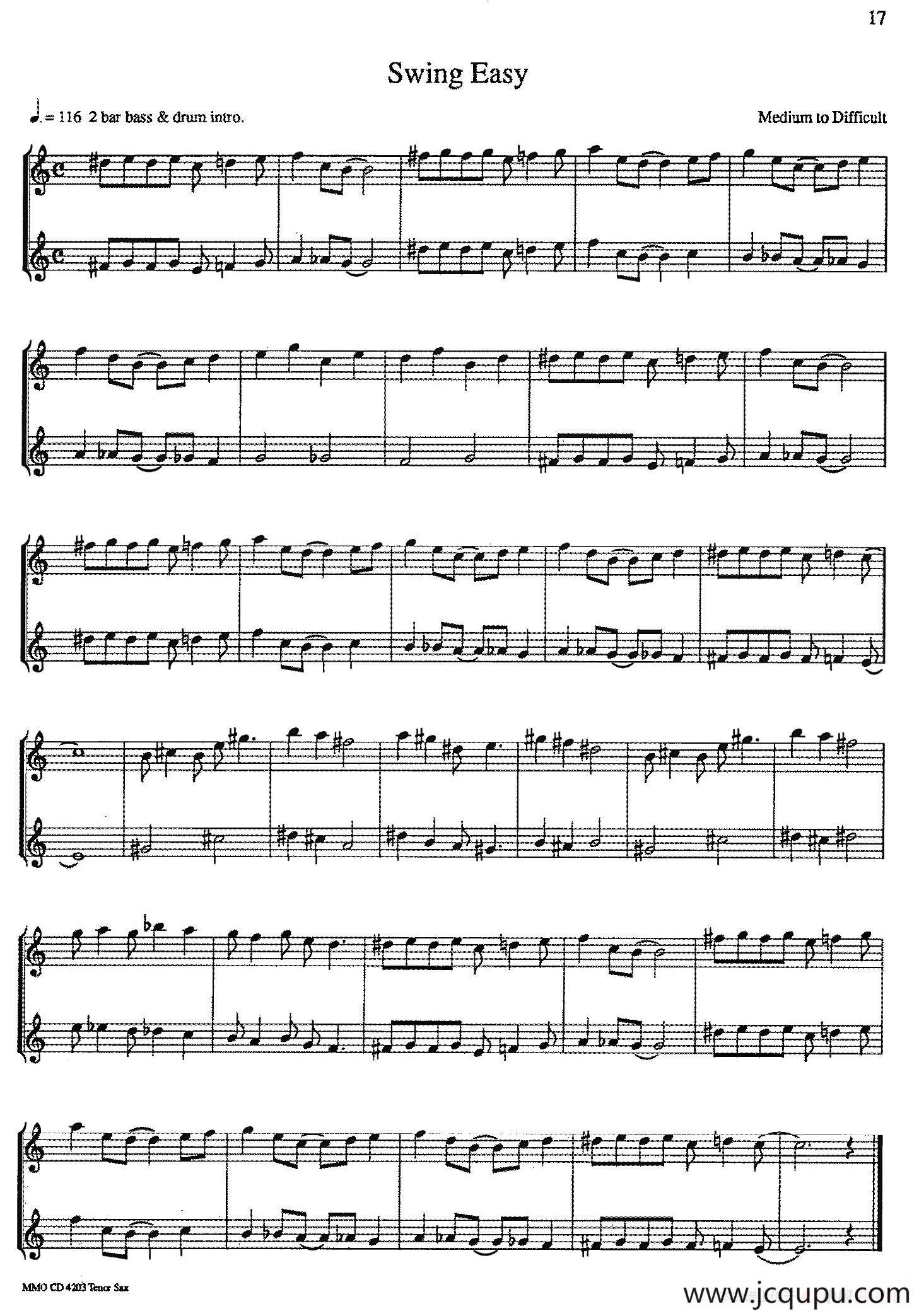 16首爵士二重奏：Swing Easy简谱
