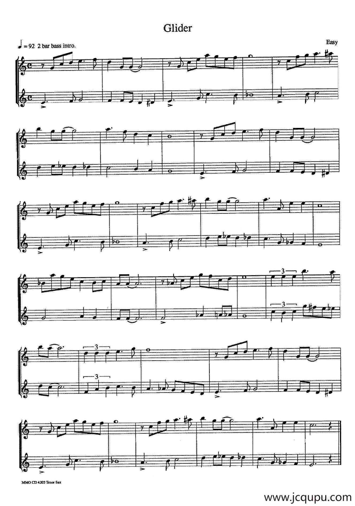 16首爵士二重奏：Glider简谱