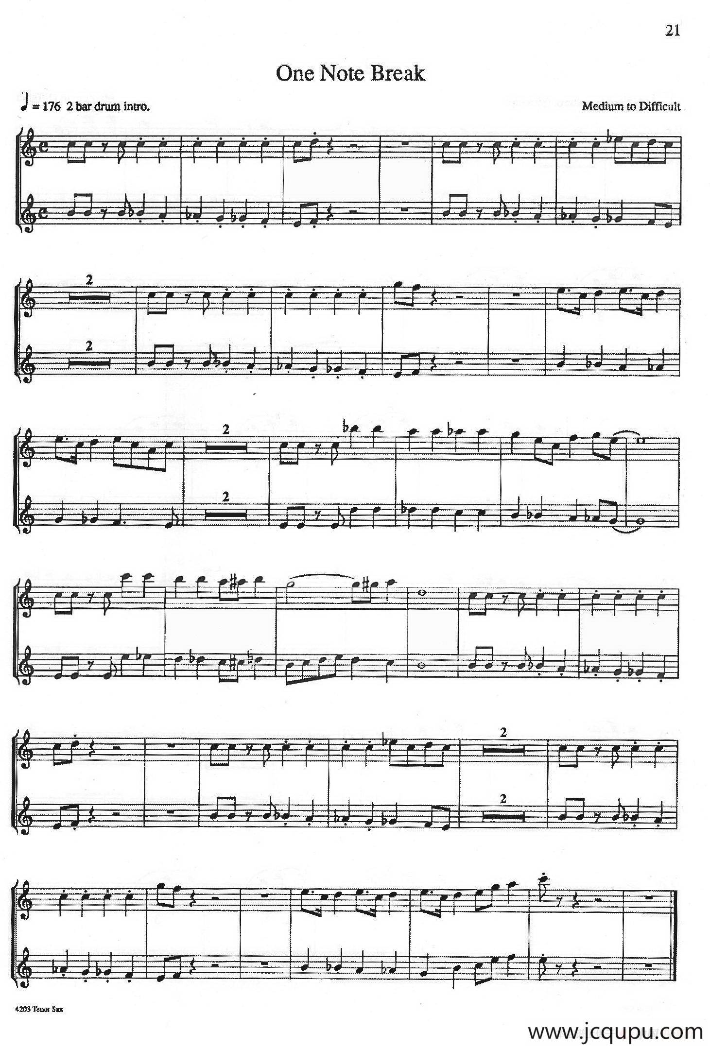 16首爵士二重奏：One Note Break简谱