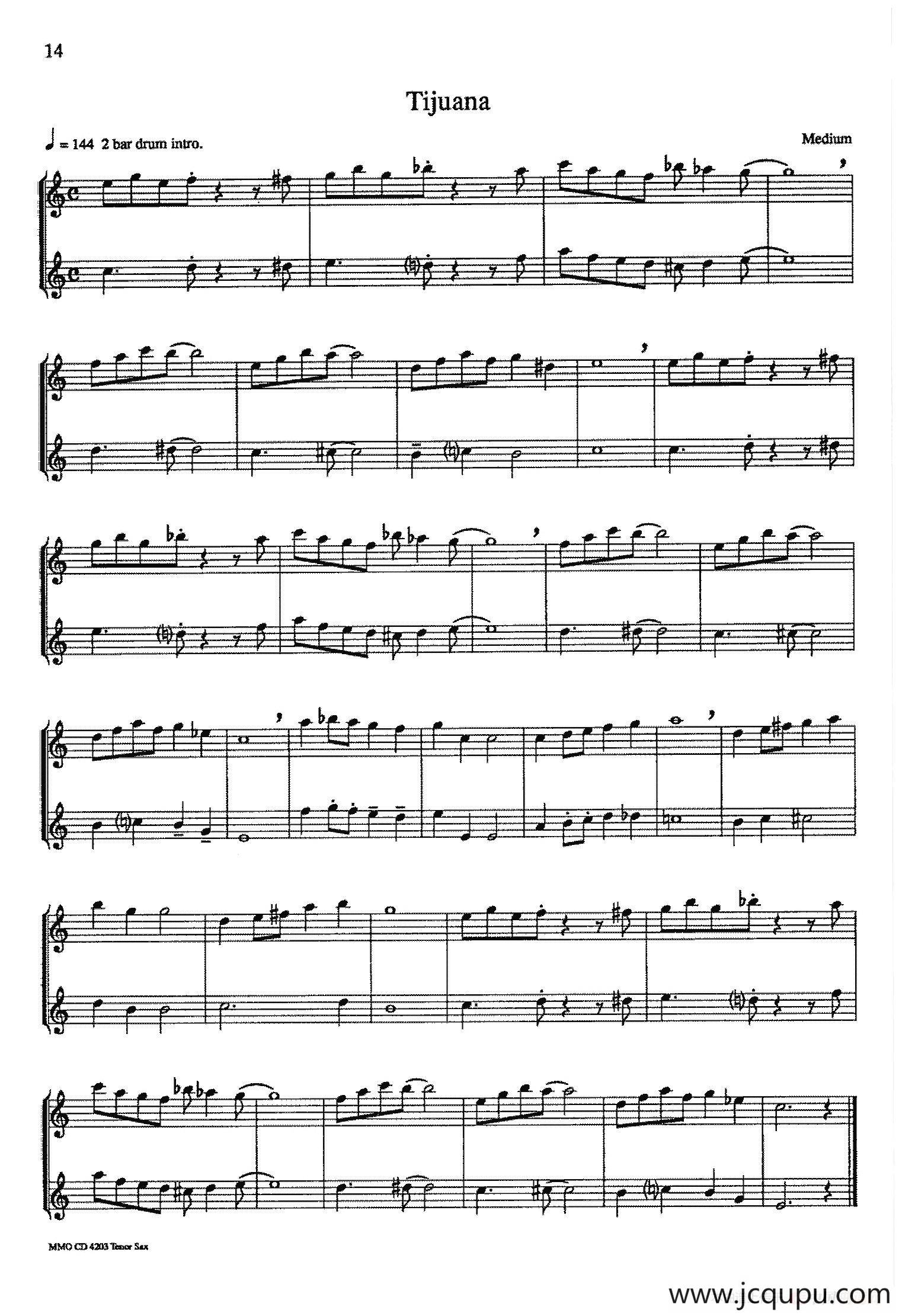 16首爵士二重奏：The Green DanubeTijuana简谱