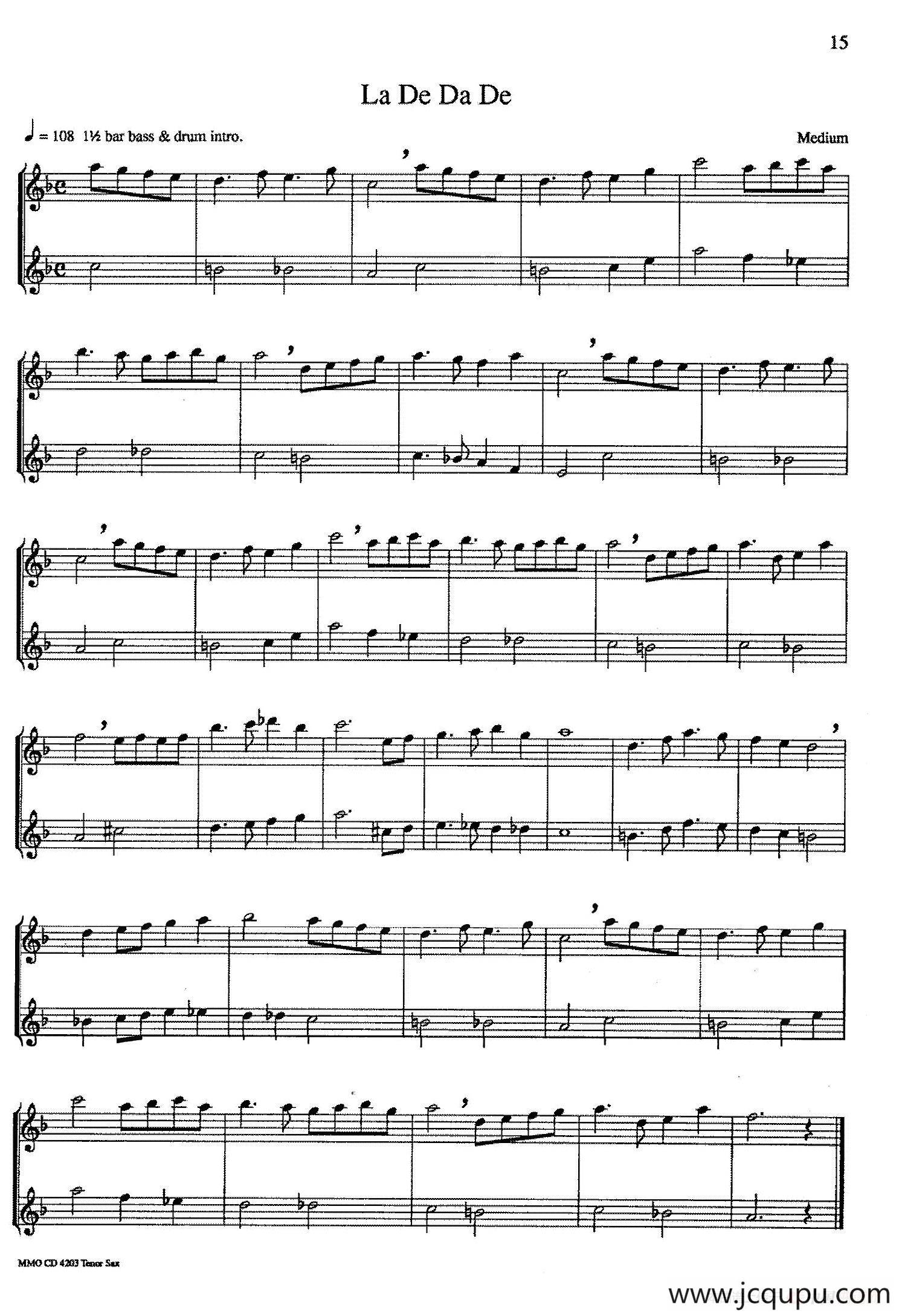16首爵士二重奏：La De Da De简谱