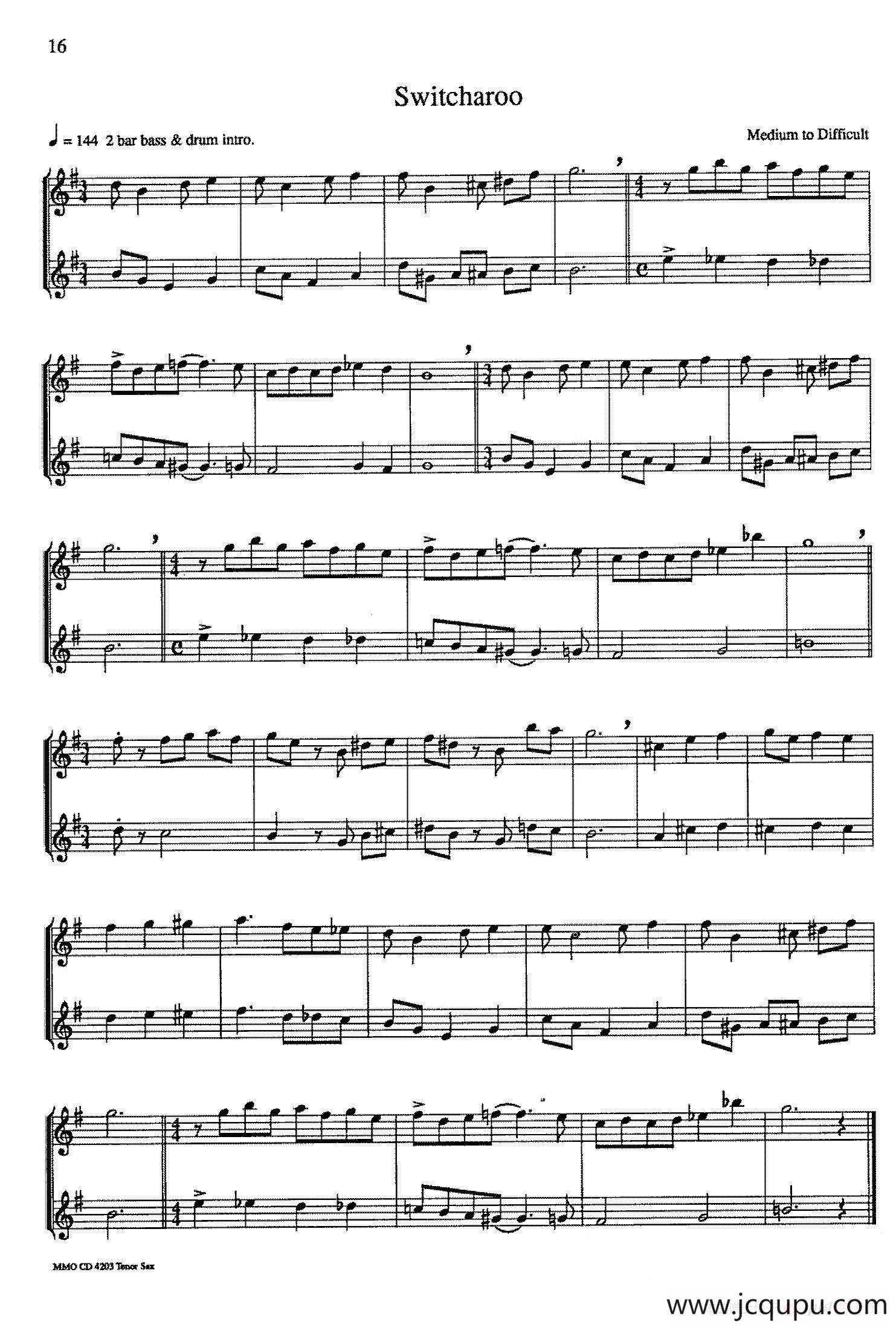 16首爵士二重奏：Switcharoo简谱